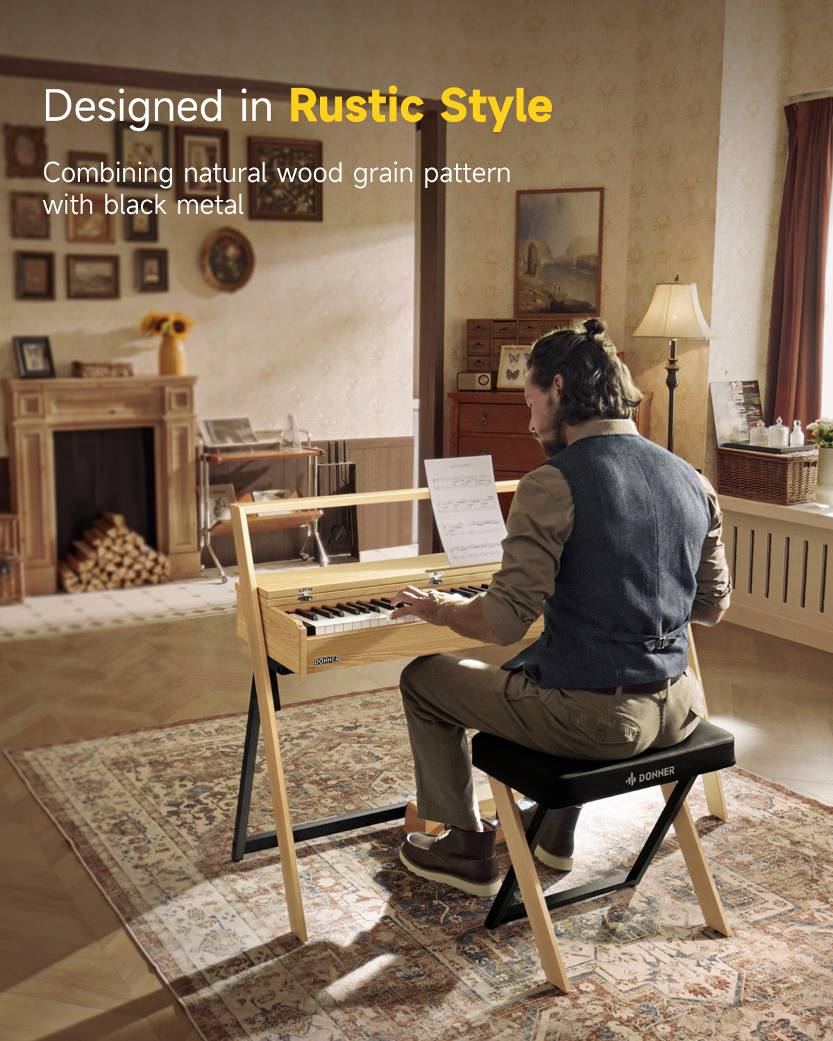 Donner OURA™ R300 Home Digital Piano-Light Wood##