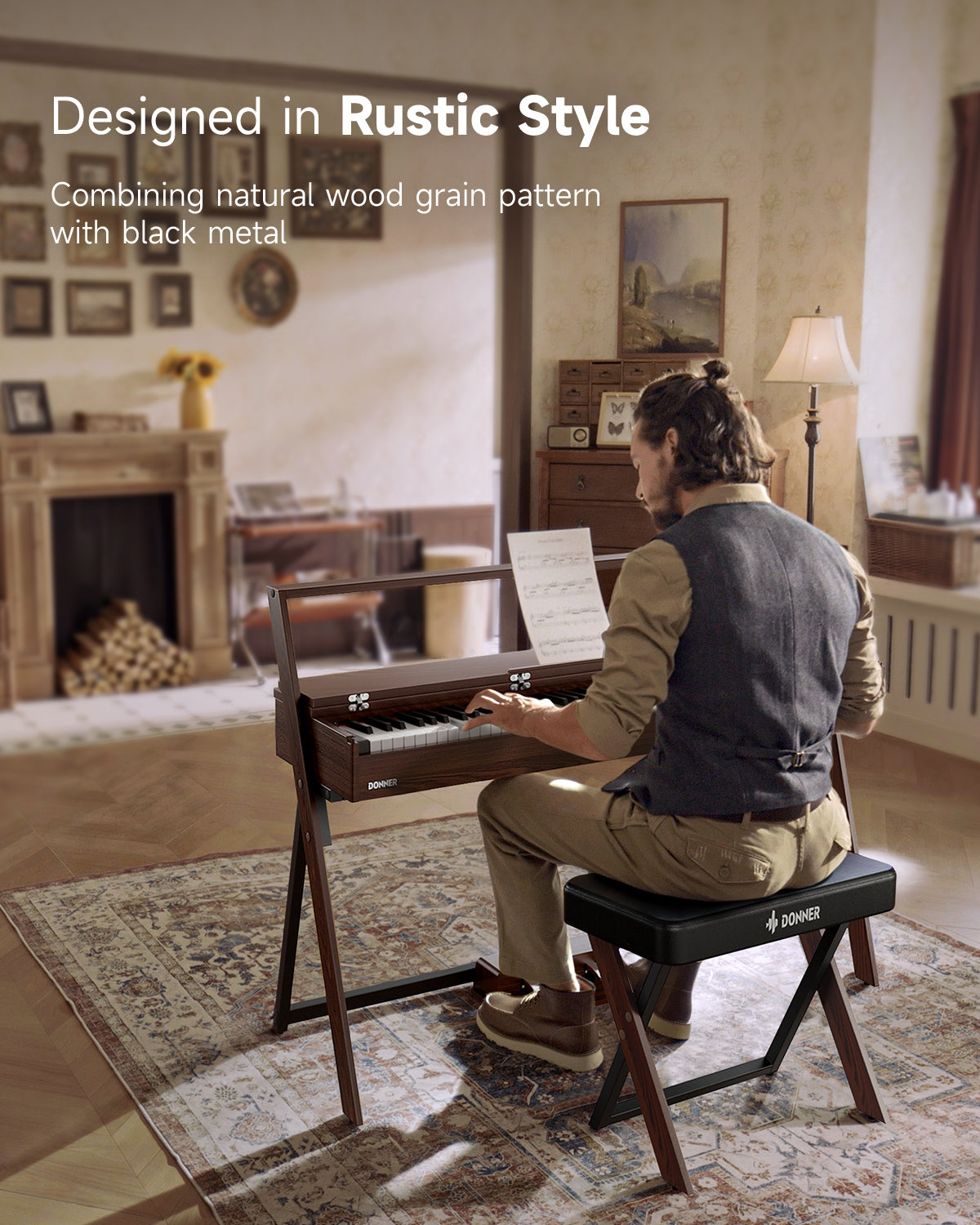 Donner OURA™ R300 Home Digital Piano-Walnut##
