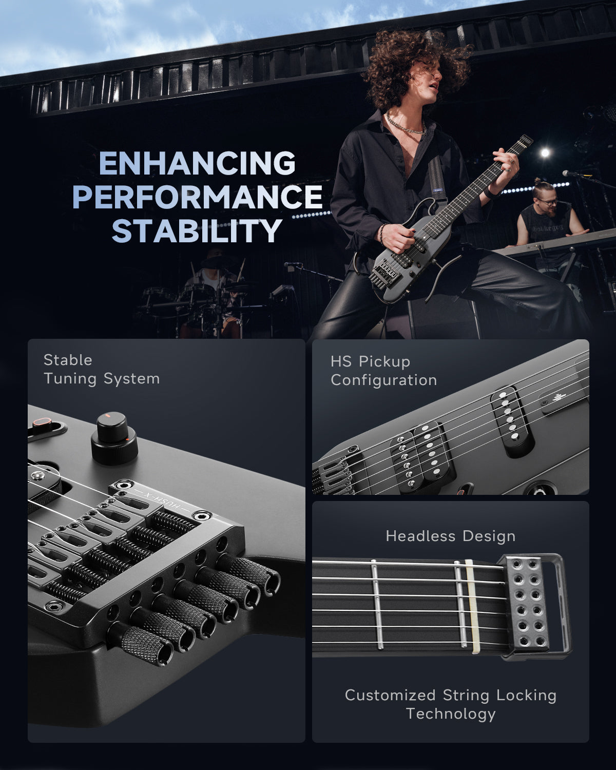 Donner HUSH-X Electric Guitar Kit for Travel-Black##