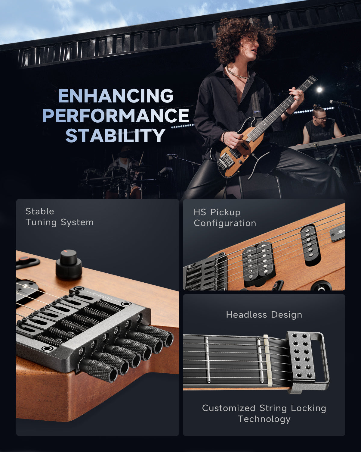 Donner HUSH-X Electric Guitar Kit for Travel-Natural##