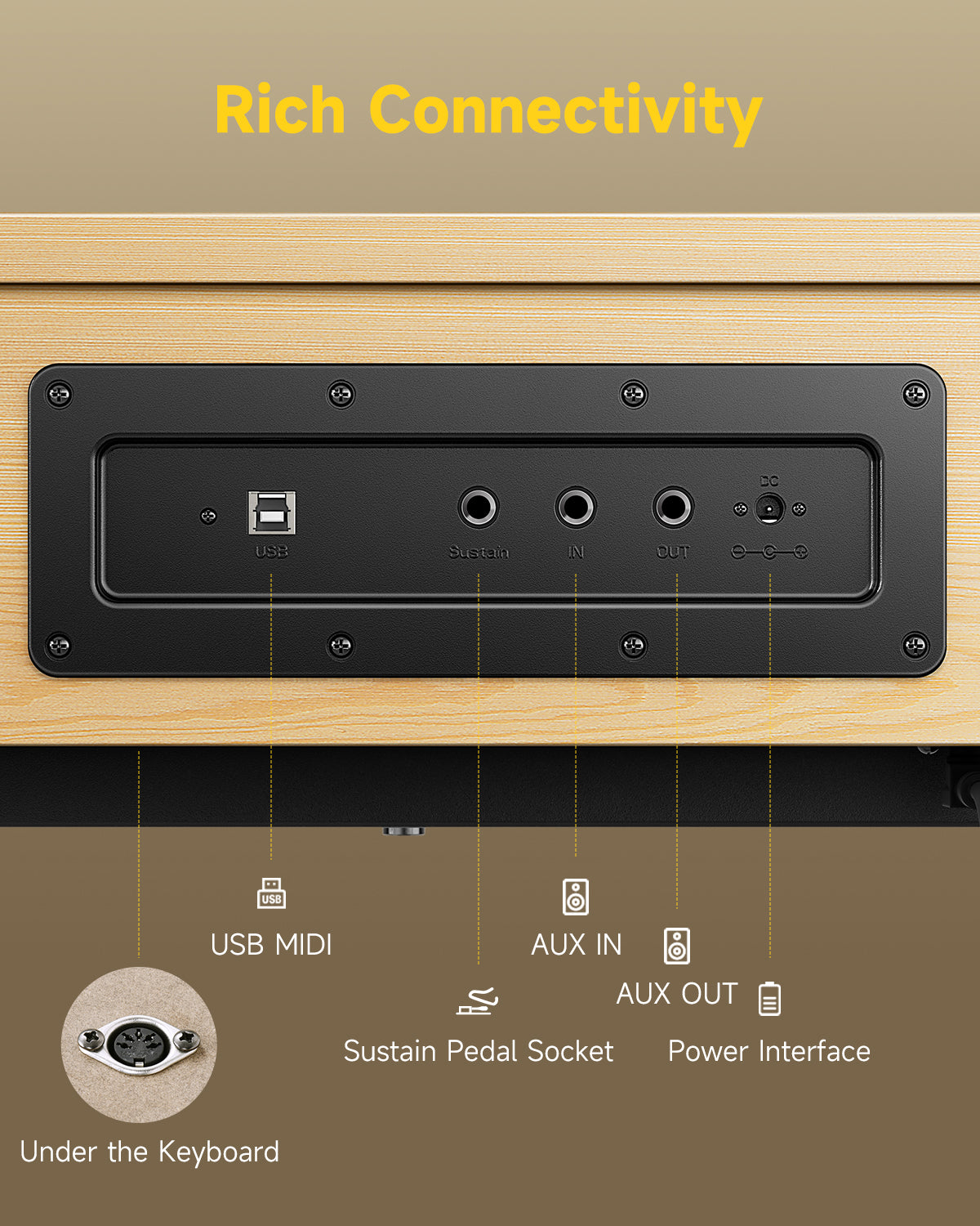 Donner OURA™ R300 Home Digital Piano-Light Wood##