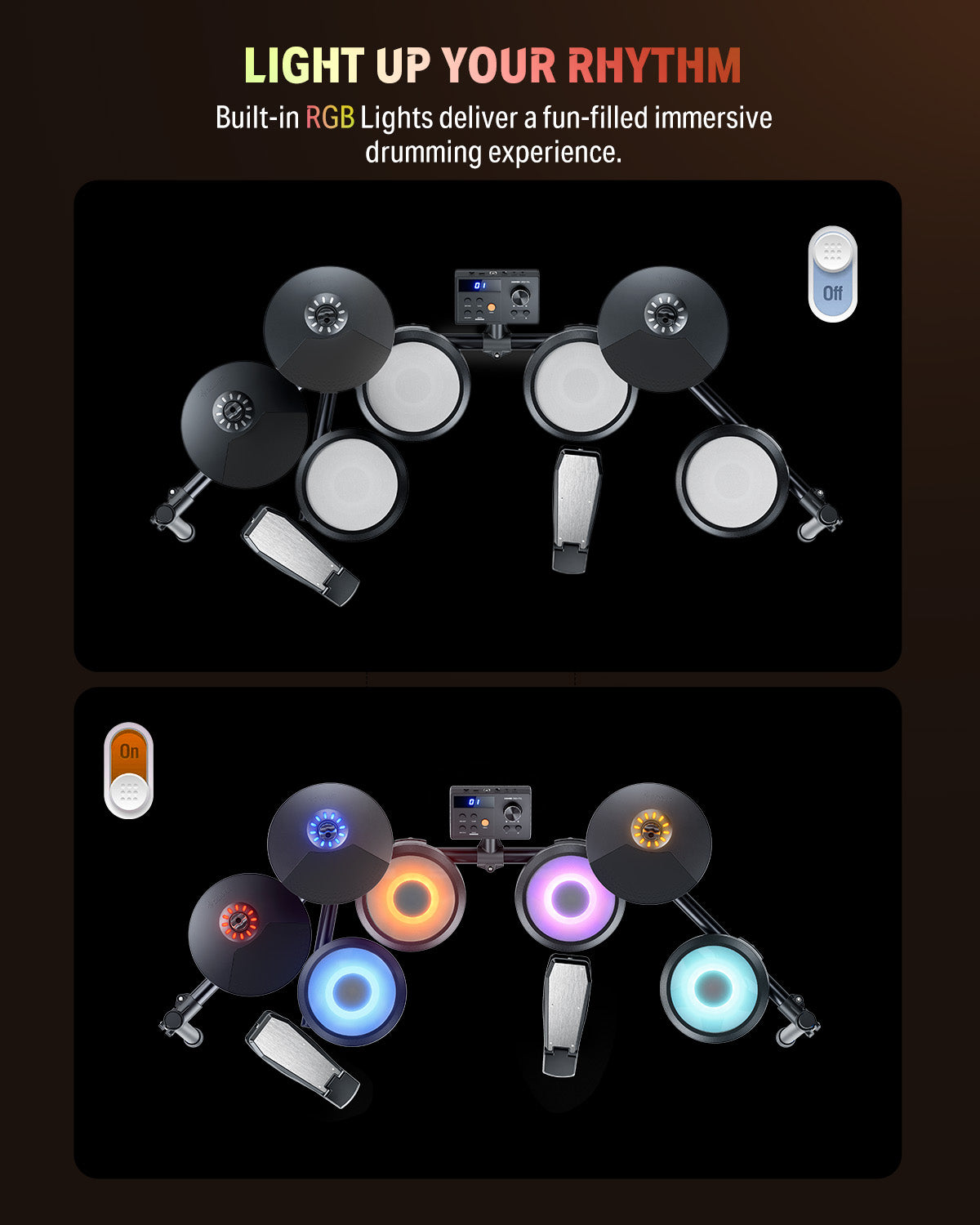 Donner DED-70L Batería Electrónica con luces LED