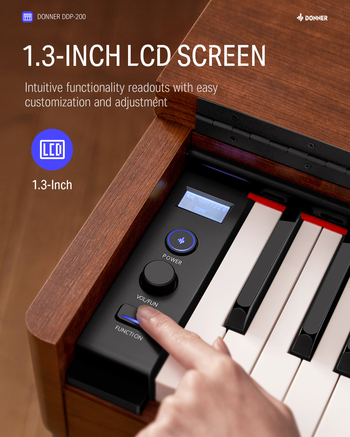 Donner DDP-200 Wooden Dynamic Hammer Action 88 Key Weighted Upright Digital Piano