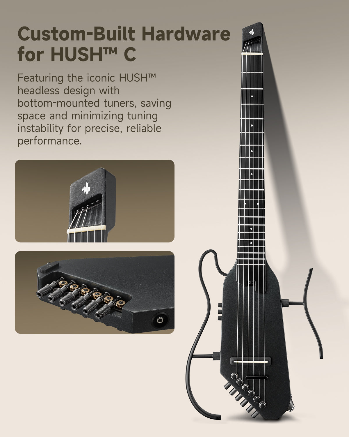 Donner HUSH™ C Nylon Acoustic-Electric Guitar-Black##
