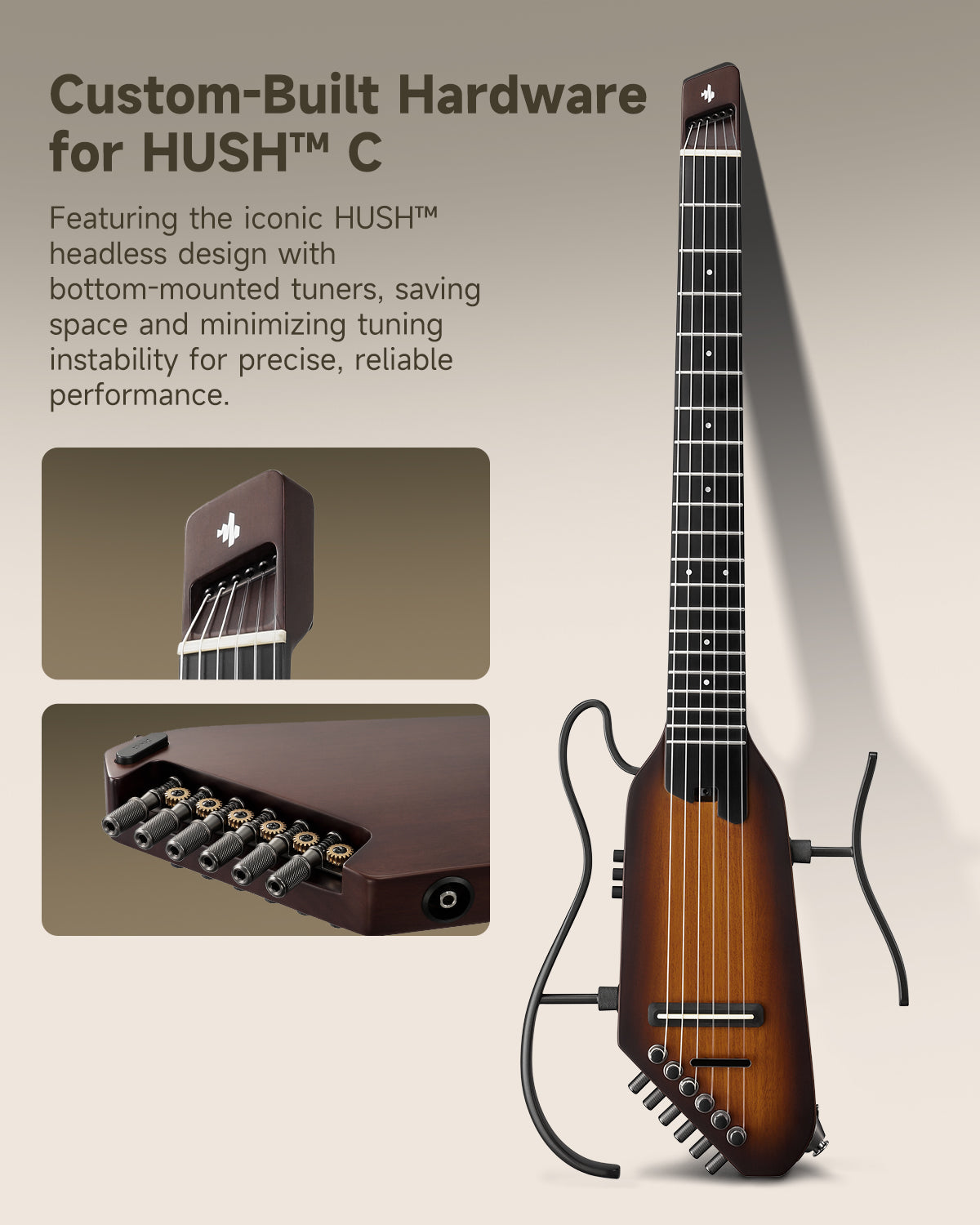 Donner HUSH™ C Nylon Acoustic-Electric Guitar-Sunburst##