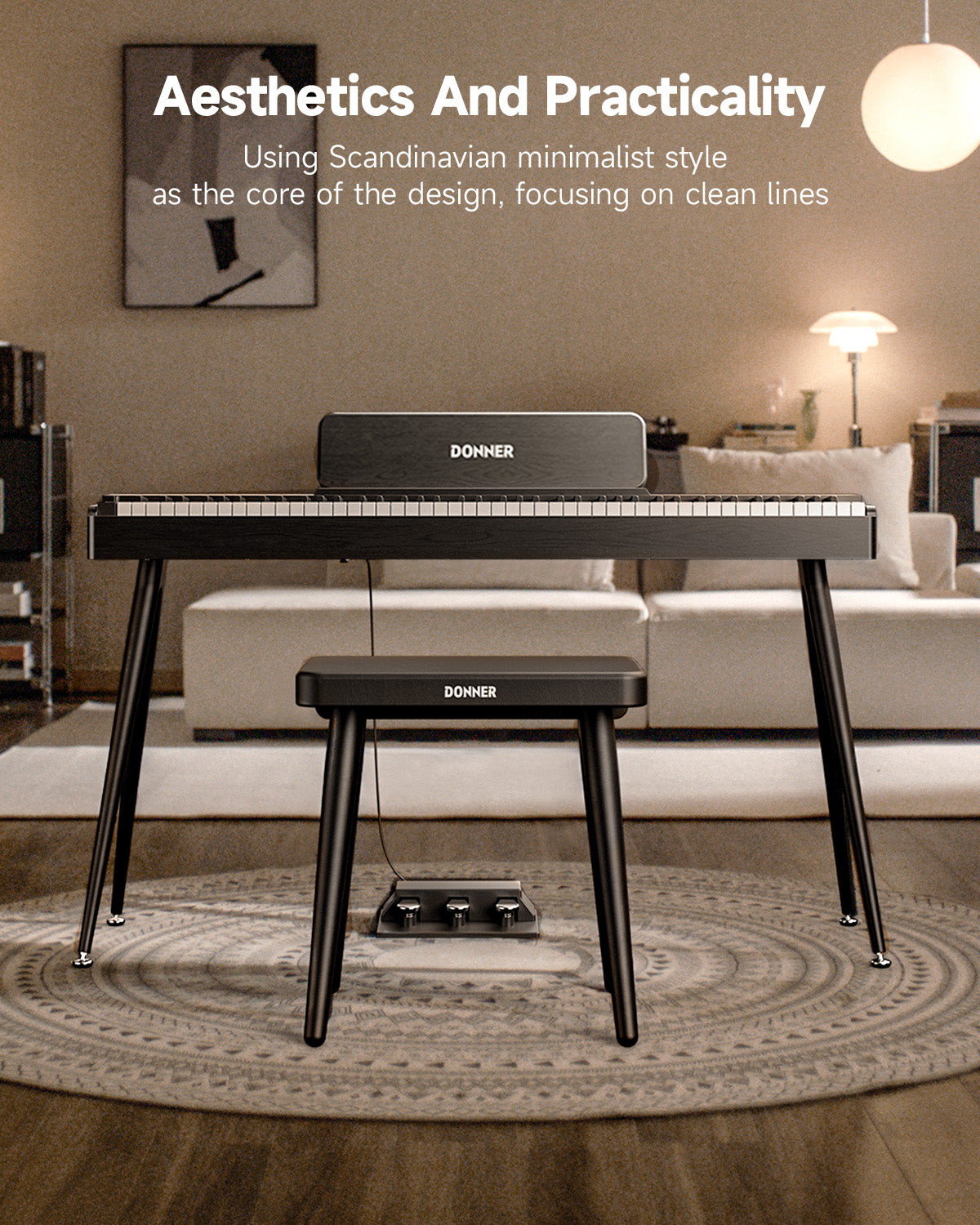 Banc de piano en bois Donner DKB-100
