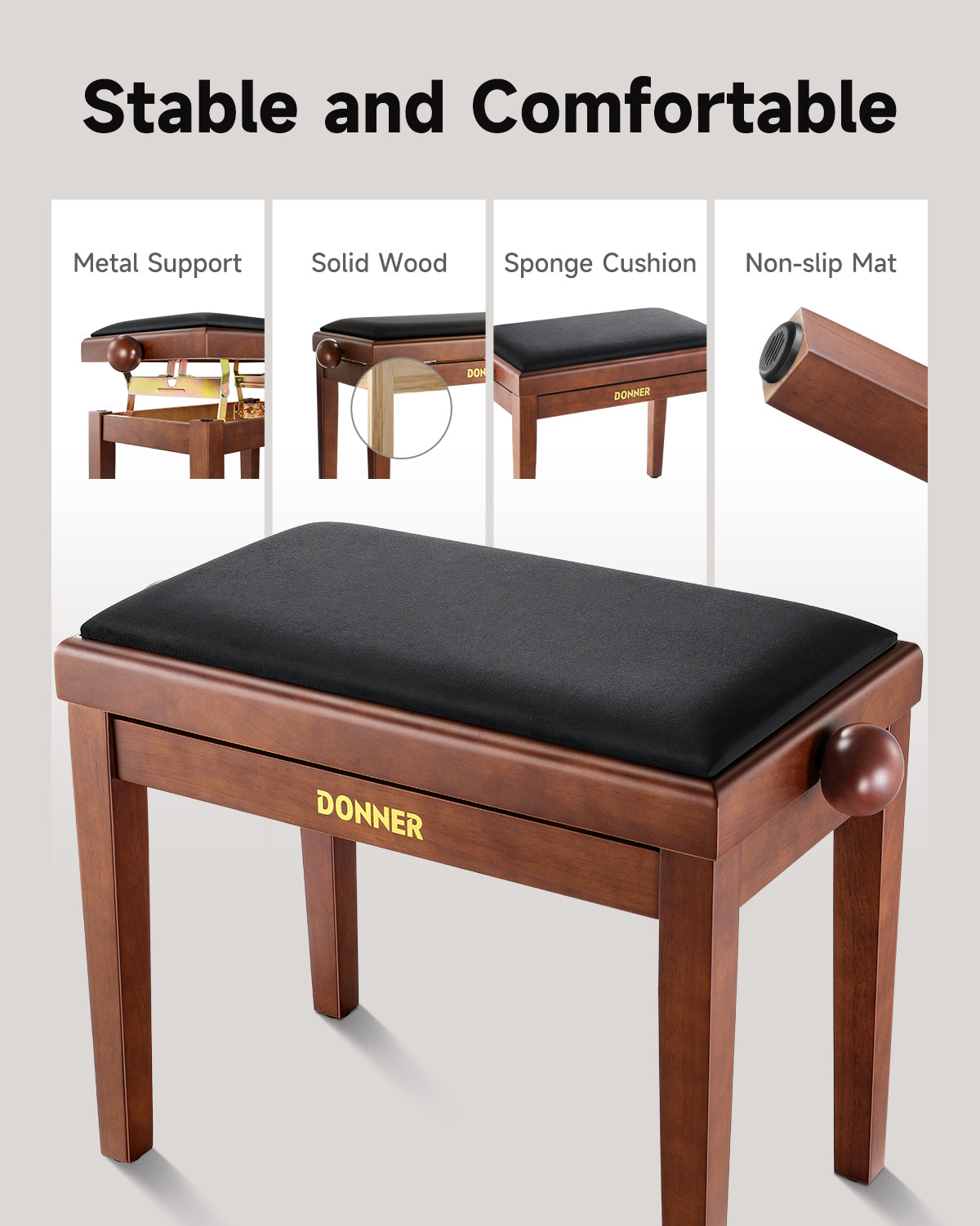 Donner Adjustable Height Piano Bench