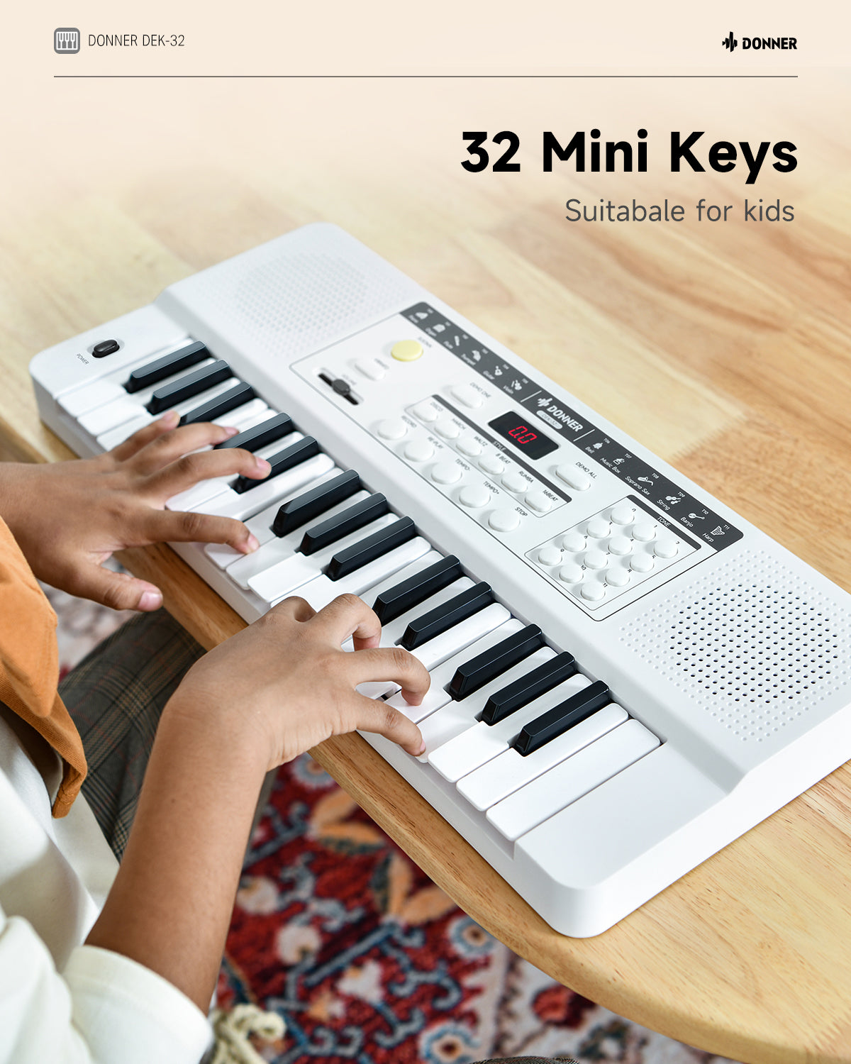 Donner DEK-32 32 keys Electronic Keyboard-White