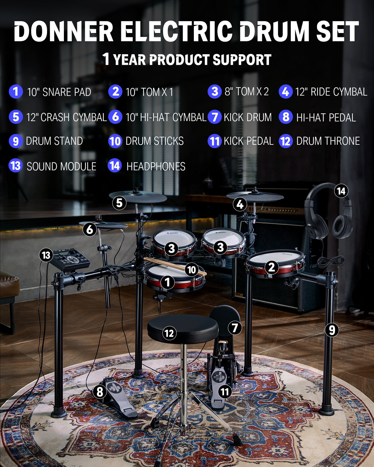 donner-ded-200-max-electronic-drum-set-5-drum-3-cymbal-with-drum-throne-headphone