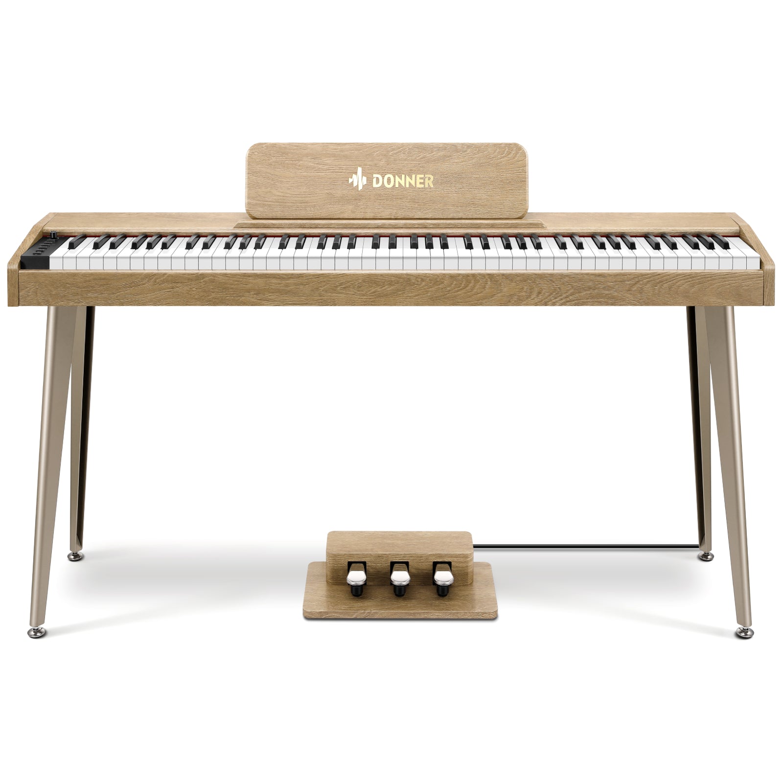 Donner DDP-60 Wooden 88-Key Semi-Weighted Upright Digital Piano with 3-Pedal for Beginner-Natural##