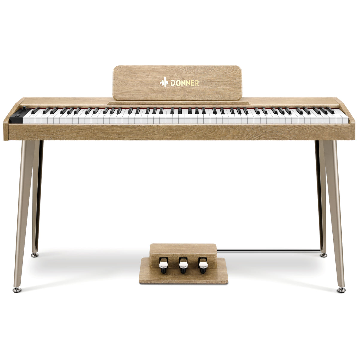 Donner DDP-60 houten digitale buffetpiano met 88 semi-gewogen toetsen en 3 pedalen voor beginners-naturel##