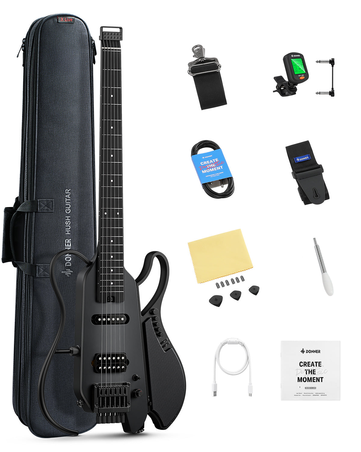 Donner HUSH X LIVE Travel Guitar (MIYAVI Edition Available)