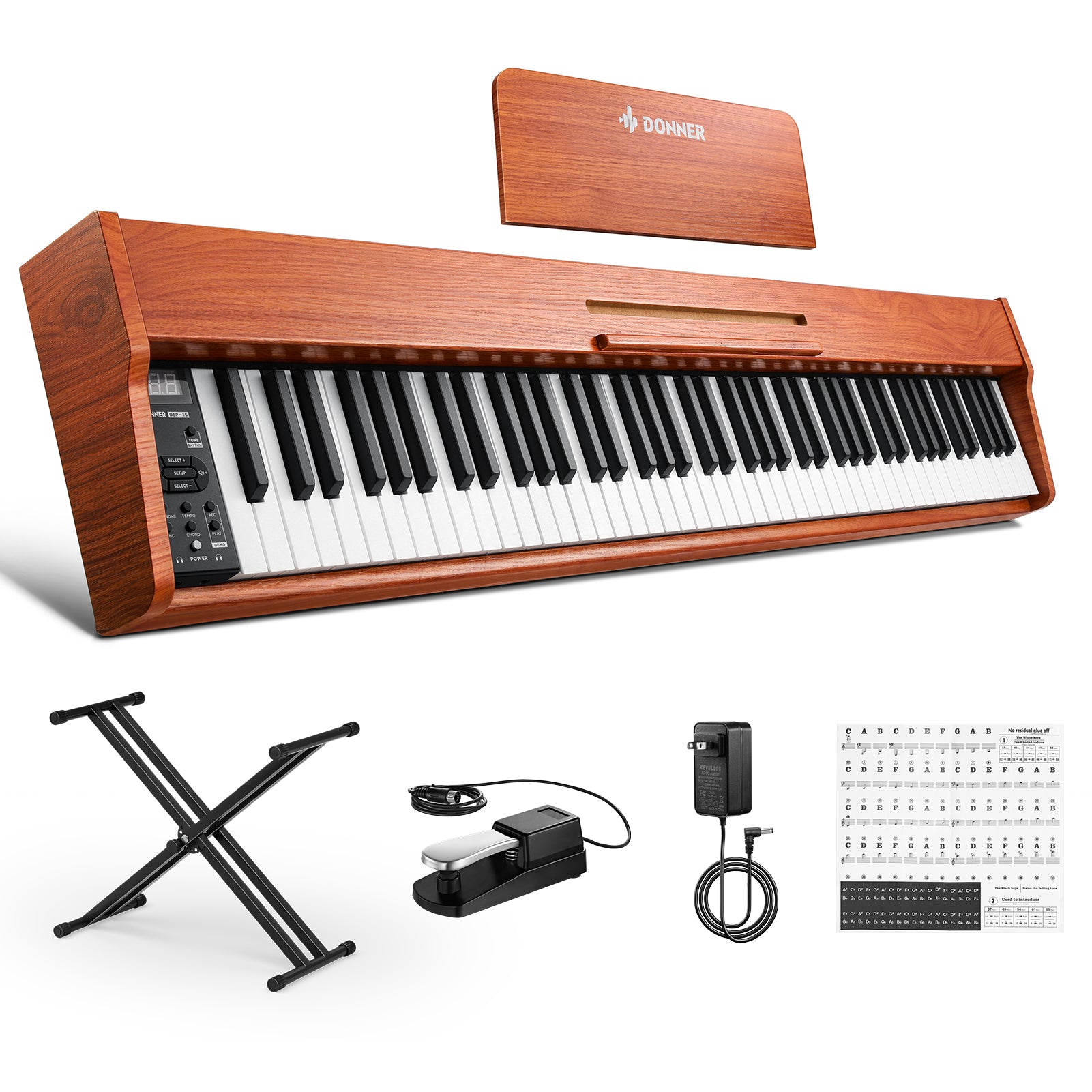 Donner DEP-1S 88 Key Semi-Weighted DIgital Piano With Stand Wooden Style Piano