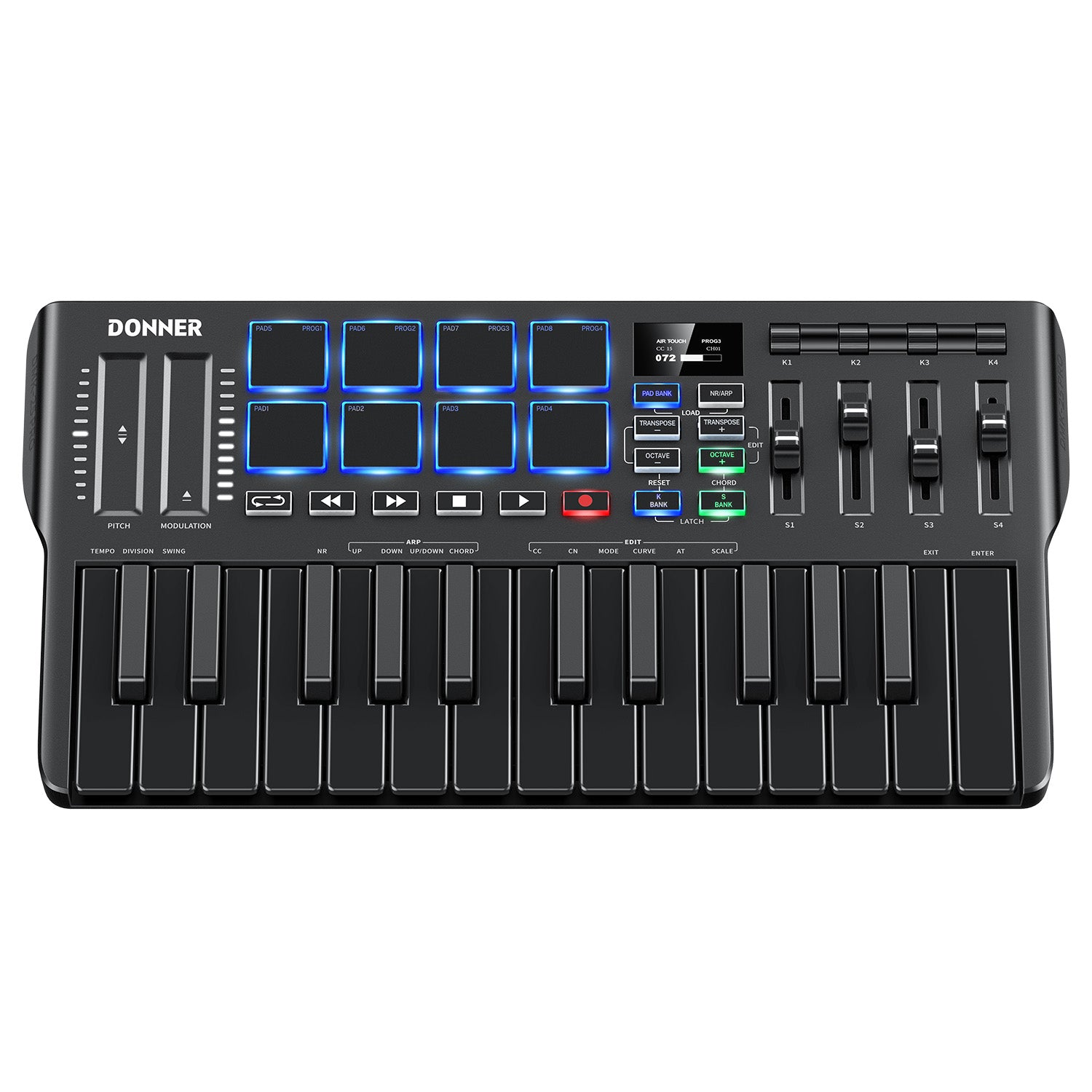 Donner DMK-25 PRO MIDI Keyboard Controller with Personalized Touch Bar, Free Music Production Software/Free 40 Courses