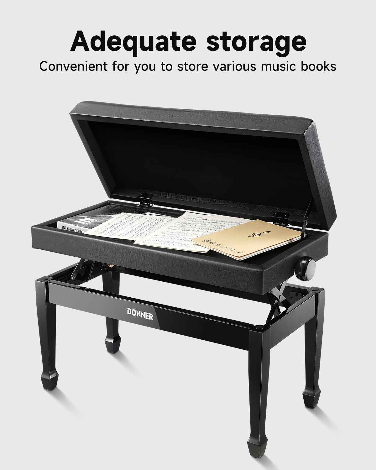 Donner Duet Adjustable Height Two-Seater Piano Bench