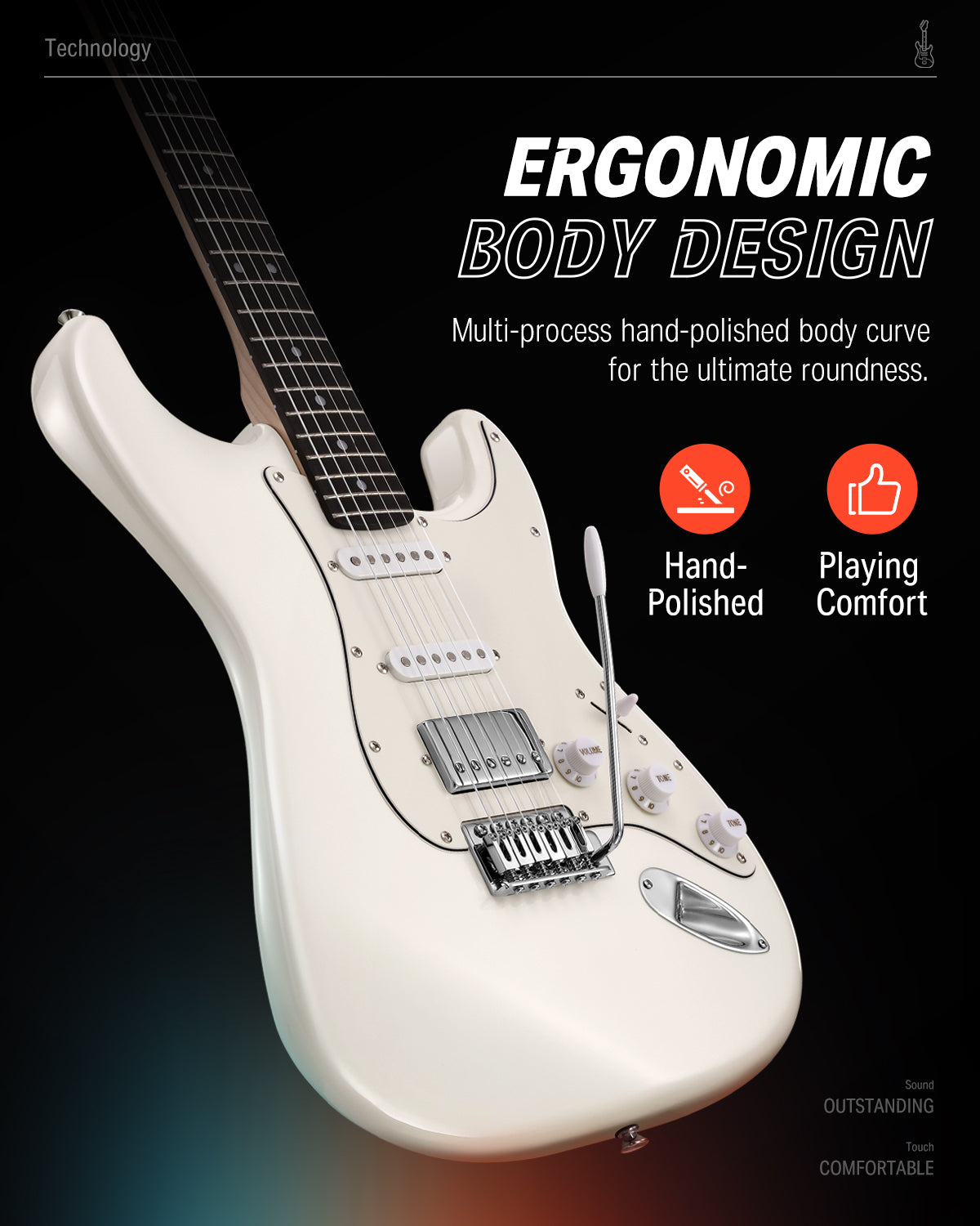 Donner DST-152 39-inch ST Electric Guitar Kit HSS w/Coil Split Pickup Including AMP-White##