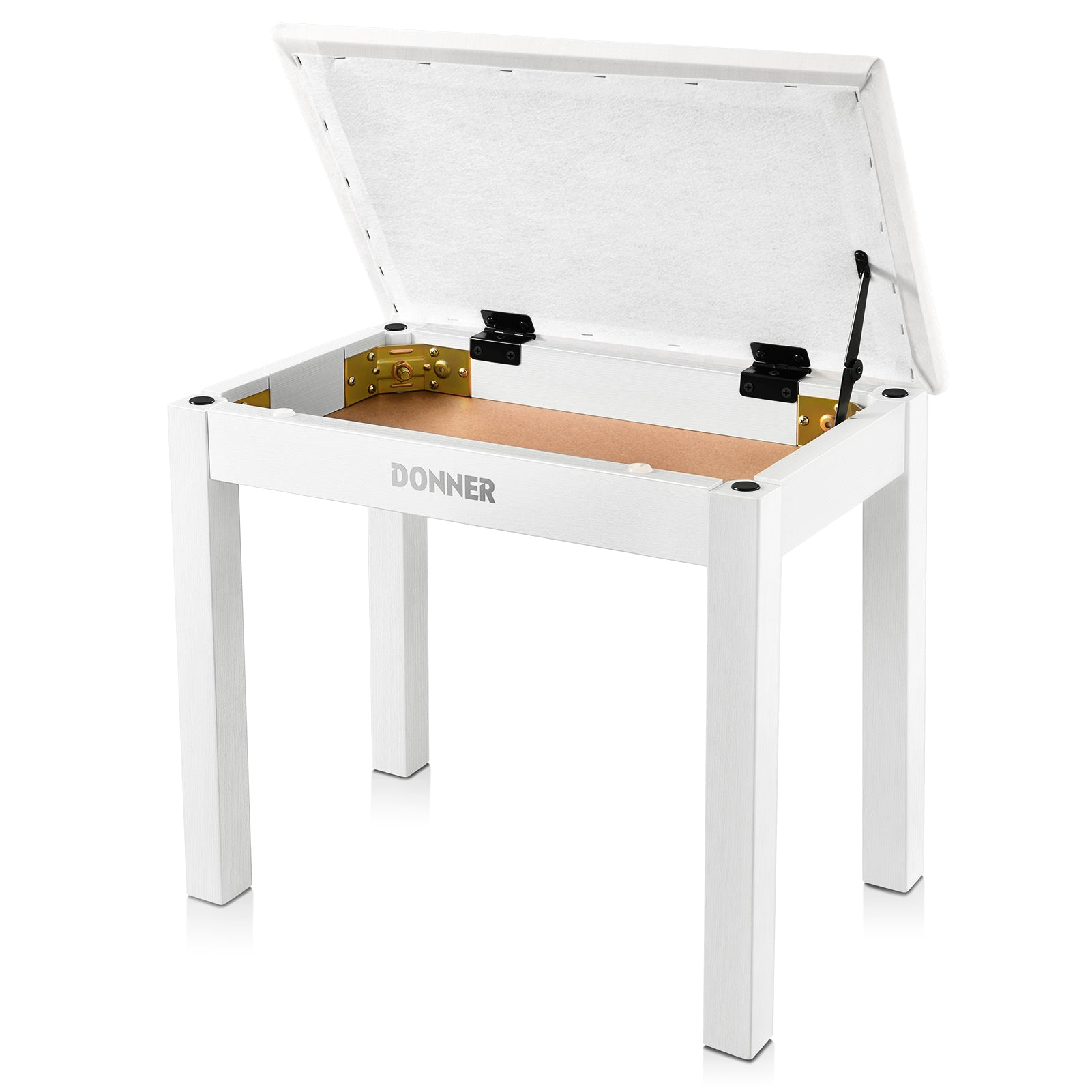 Donner DKB-10 Wood Piano Bench with Storage High-Density Suede Cushion Chair White