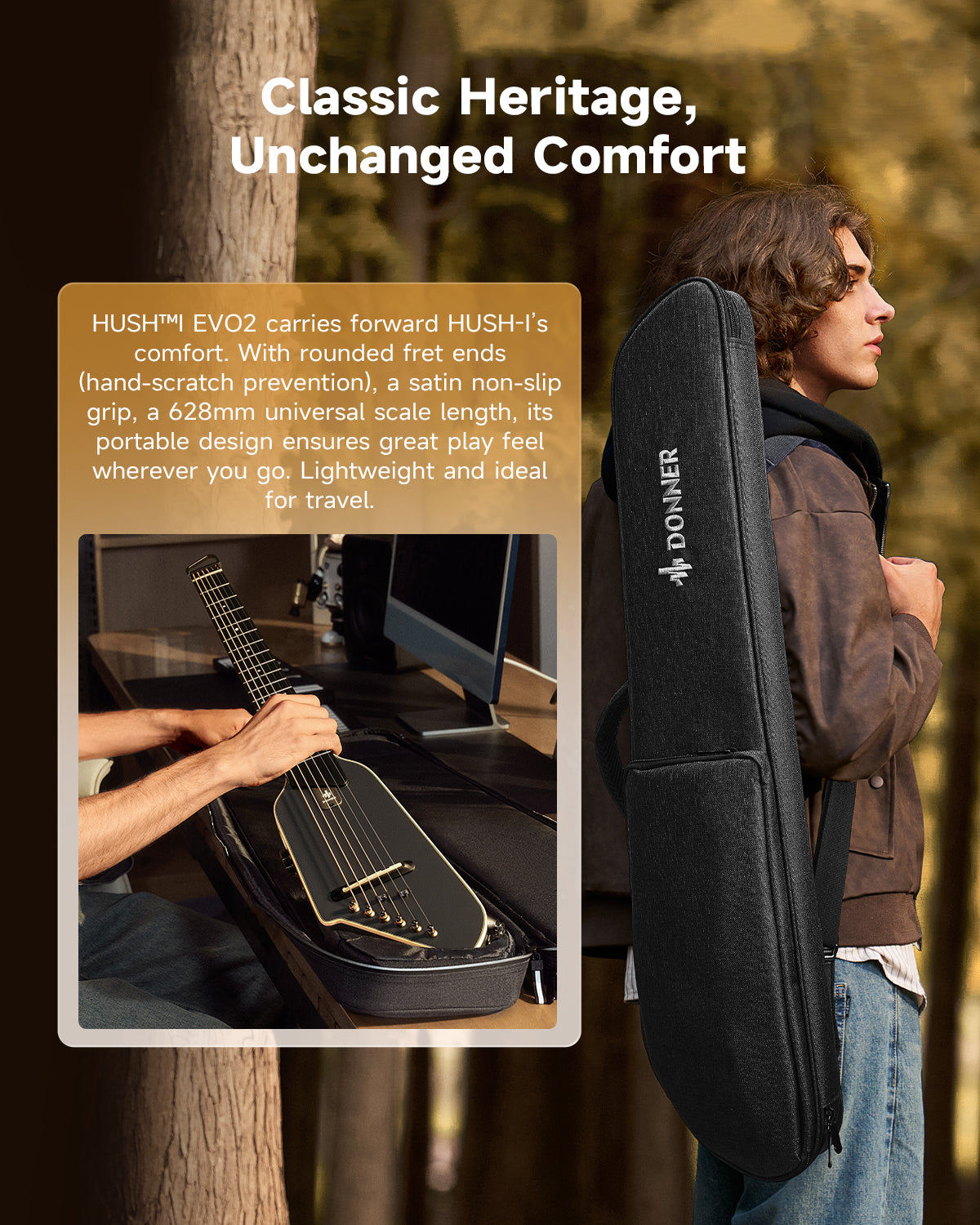 Donner HUSH I Evo2 Guitar-Black##