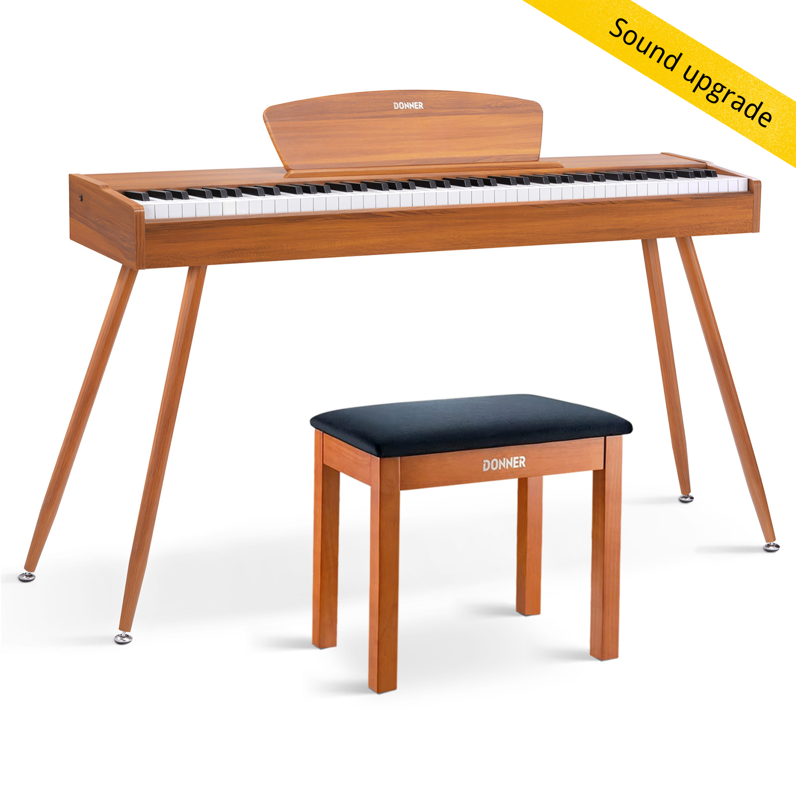 Donner DDP-80 Wooden Beginner 88 Key Weighted Upright Digital Piano-Natural##