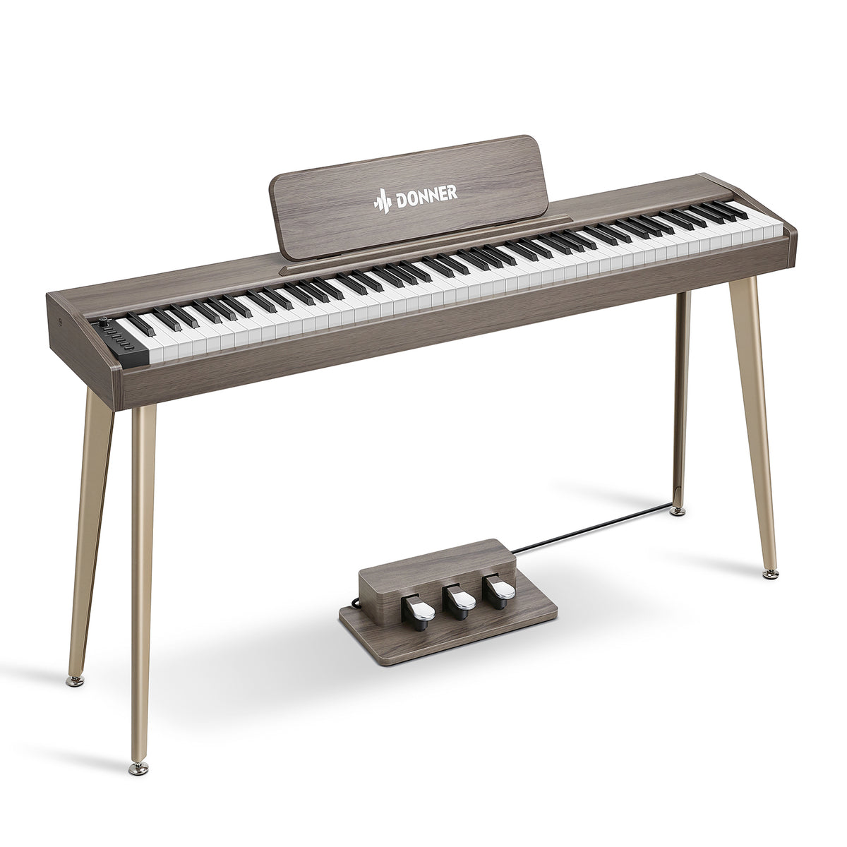 Donner DDP-60 houten digitale buffetpiano met 88 semi-gewogen toetsen en 3 pedalen voor beginners-grijs##