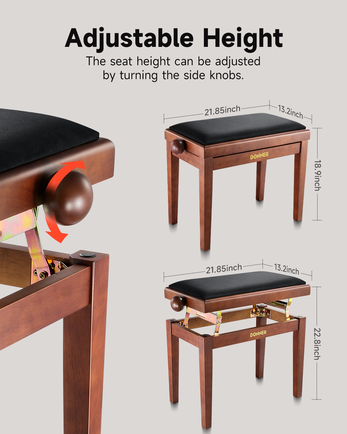 Donner Adjustable Height Piano Bench