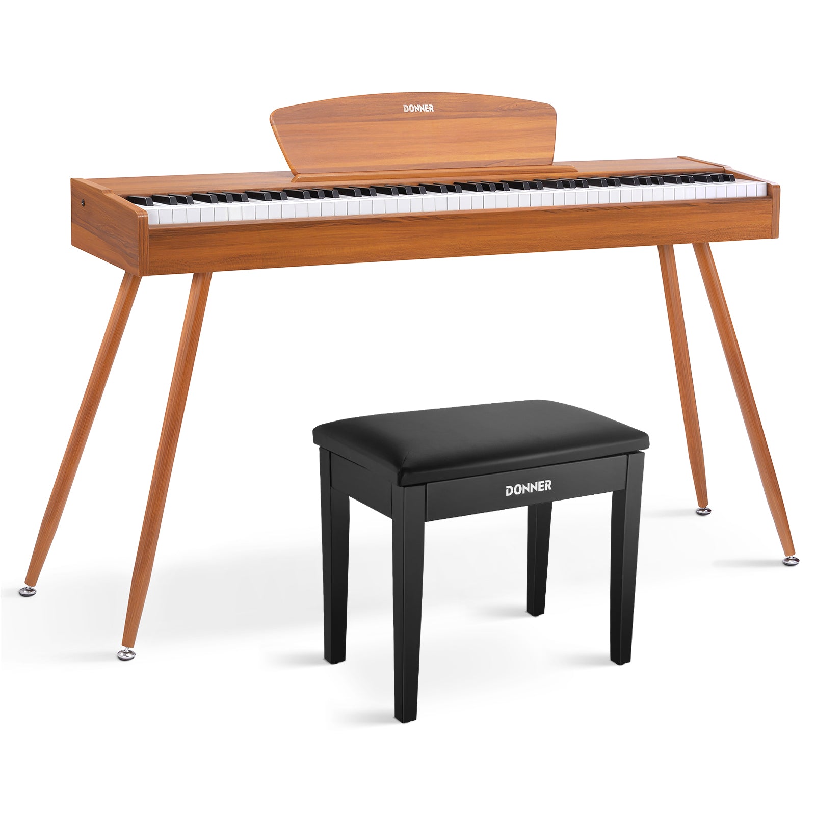 Donner DDP-80 Wooden Beginner 88 Key Weighted Upright Digital Piano-Natural##