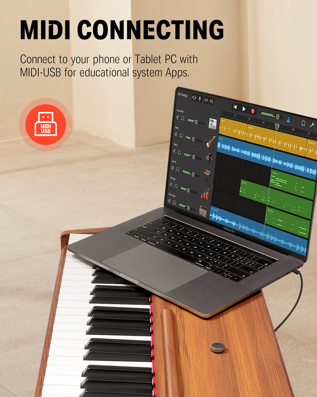 Donner DDP-80 Wooden Beginner 88 Key Weighted Upright Digital Piano-Natural Sound Upgrade##