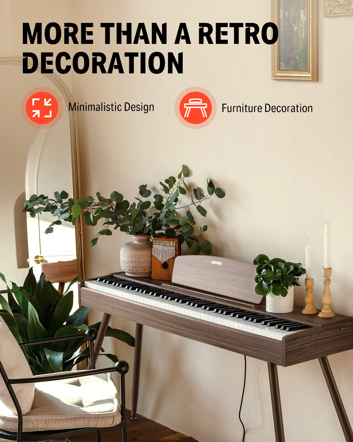 Donner DDP-80 Wooden Beginner 88 Key Weighted Upright Digital Piano-Walnut##