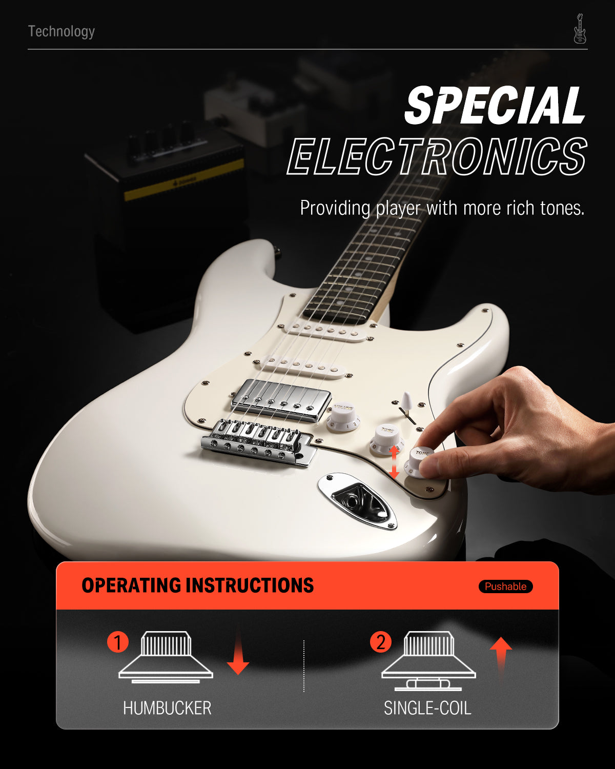 Donner DST-152 39-inch ST Electric Guitar Kit HSS w/Coil Split Pickup Including AMP-White##