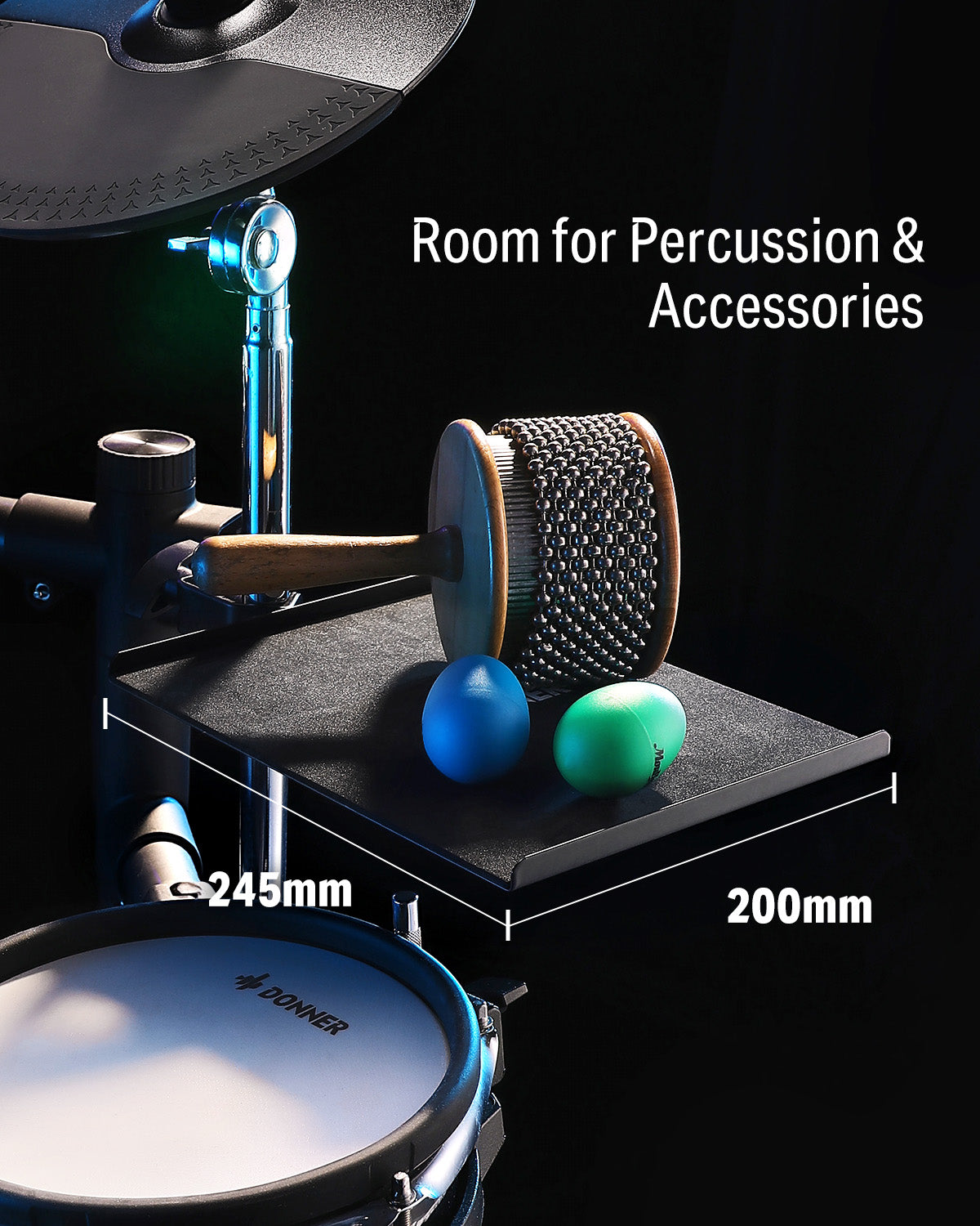 DONNER Electronic Drum Accessory Tray - Phone & Tablet Holder