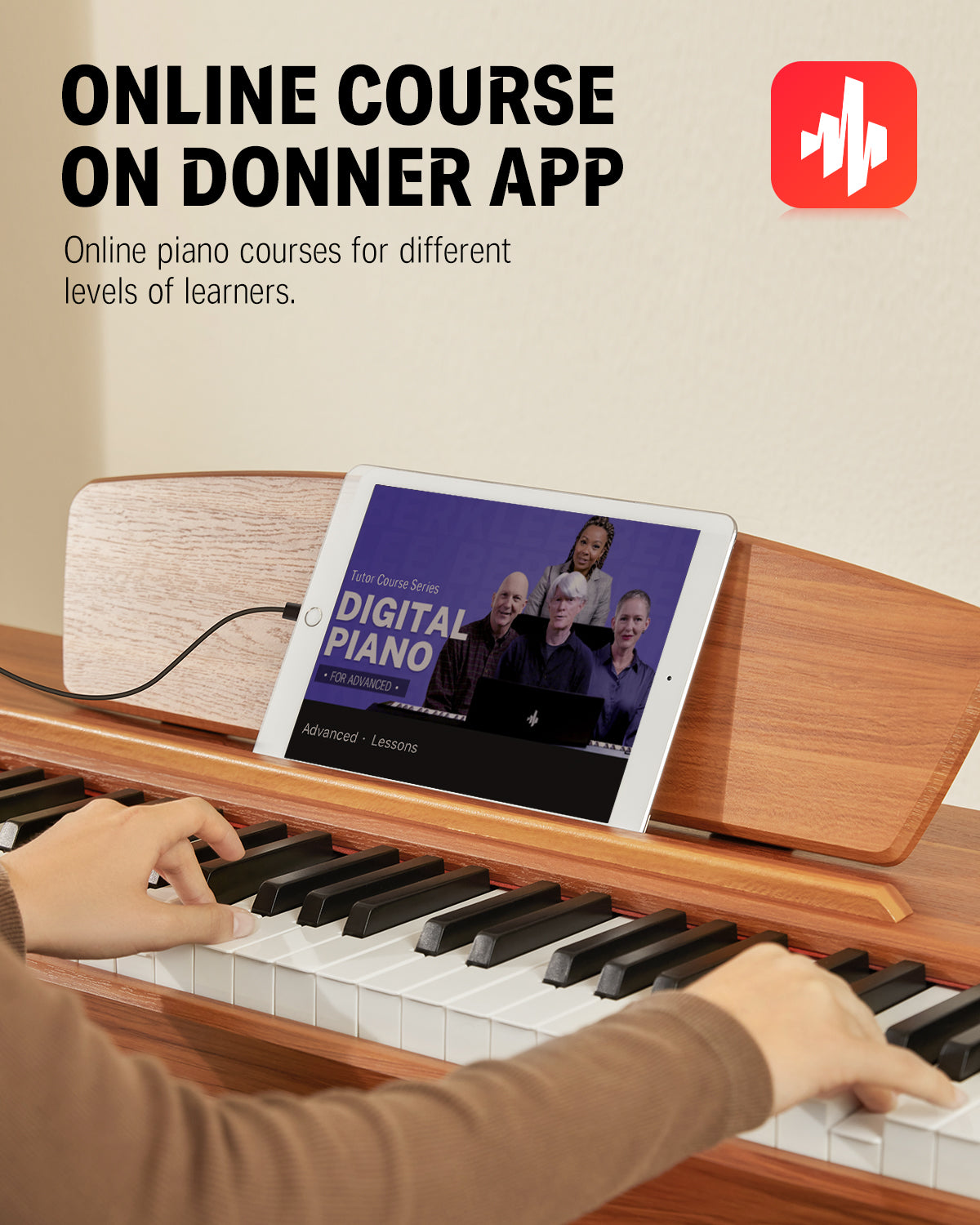 Donner DDP-80 Wooden Beginner 88 Key Weighted Upright Digital Piano-Natural Sound Upgrade##