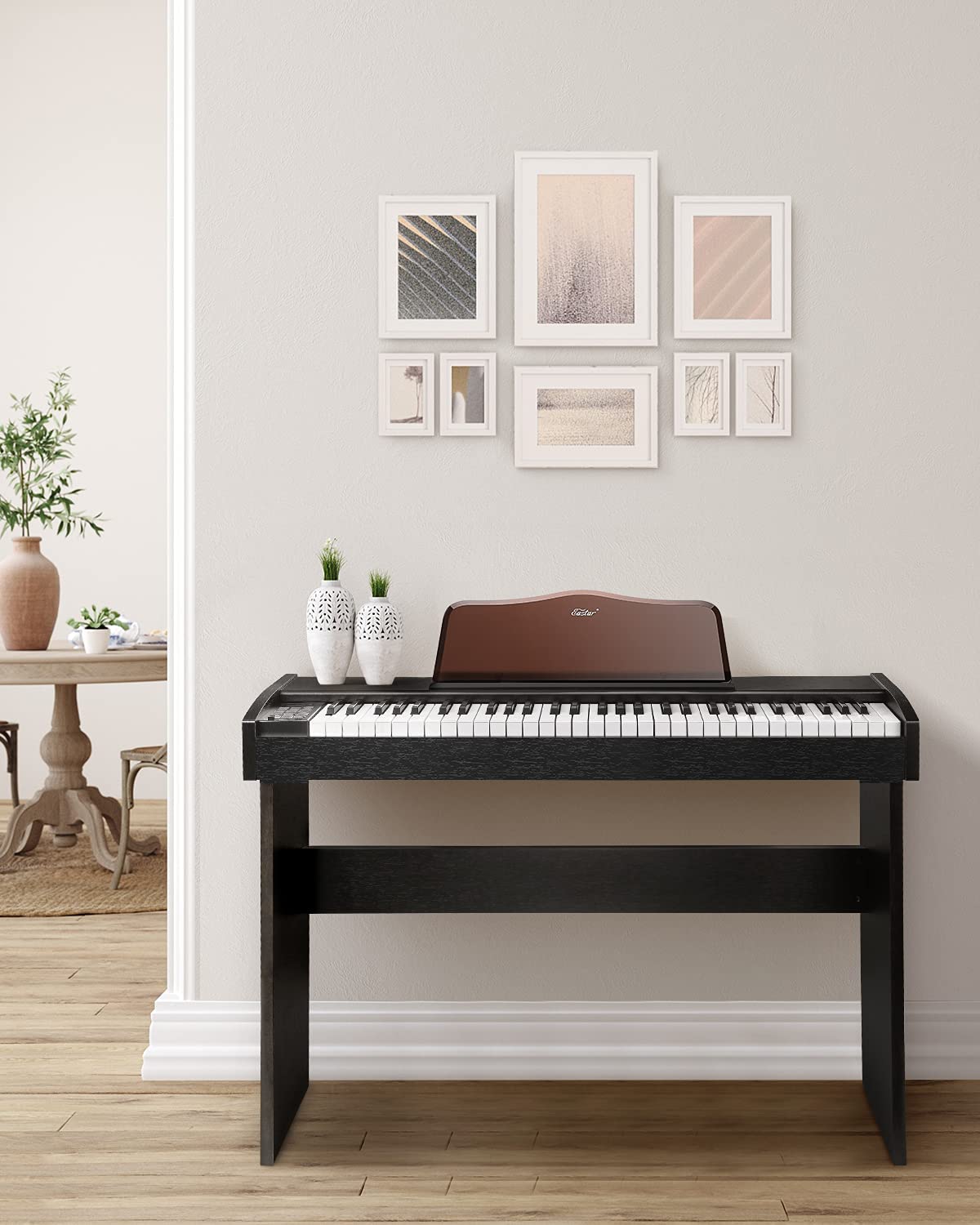 Eastar EK-10S Detachable Electronic Keyboard Piano for Beginners 61-Key with Classic Wooden Stand
