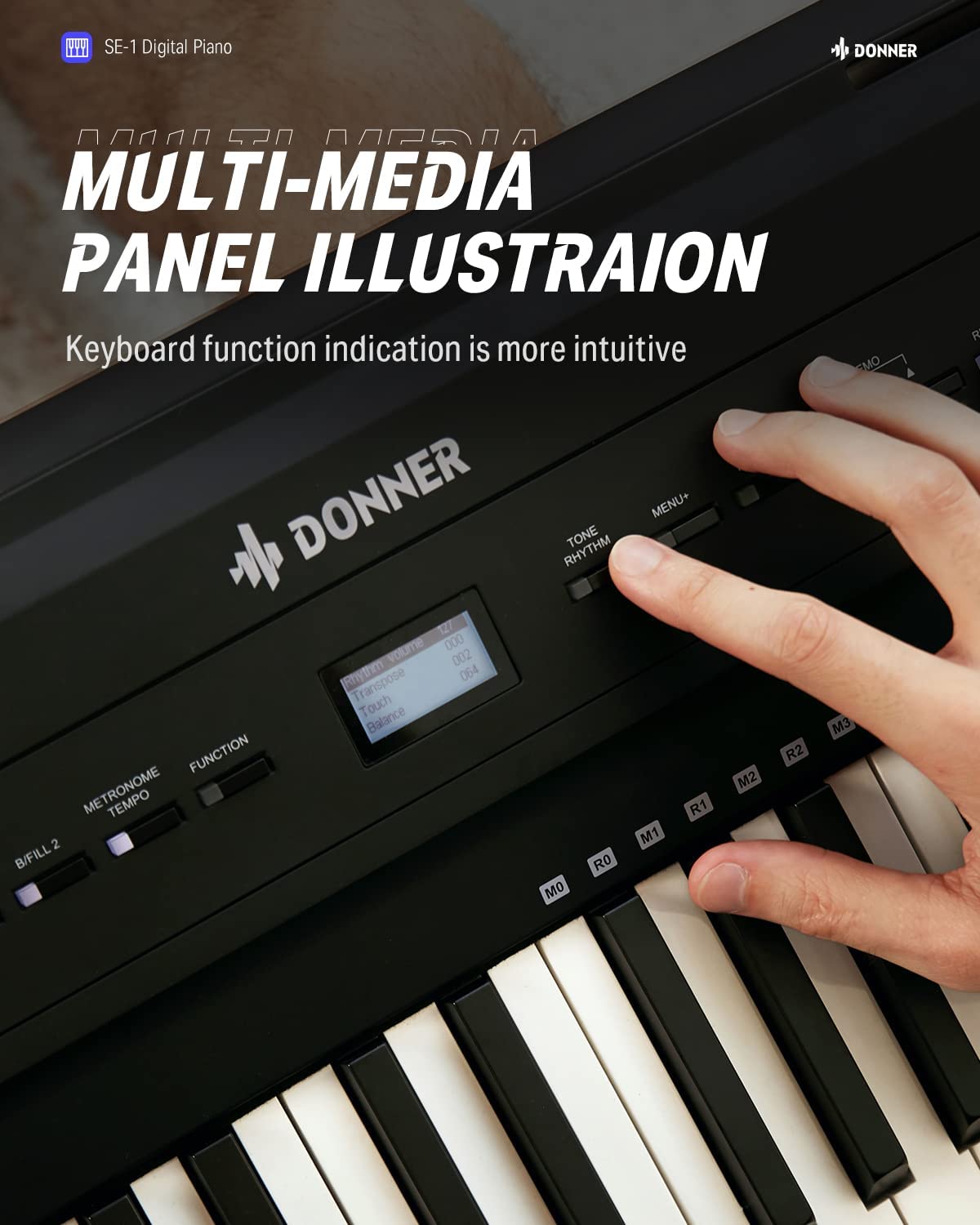 Donner SE-1 Professional 88 Weighted Key Graded Hammer Action Console Digital Piano