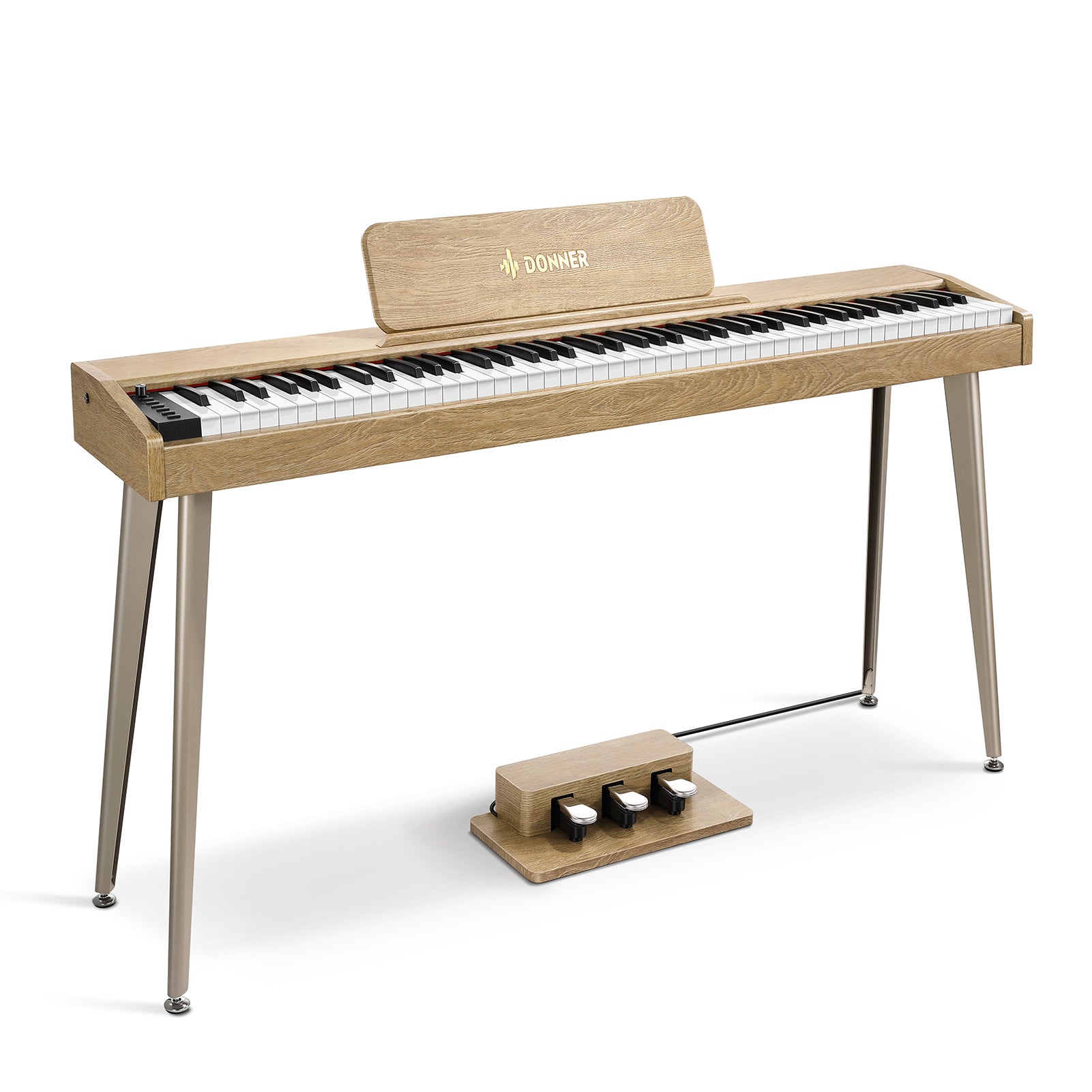 Donner DDP-60 Wooden 88-Key Semi-Weighted Upright Digital Piano with 3-Pedal for Beginner-Natural##