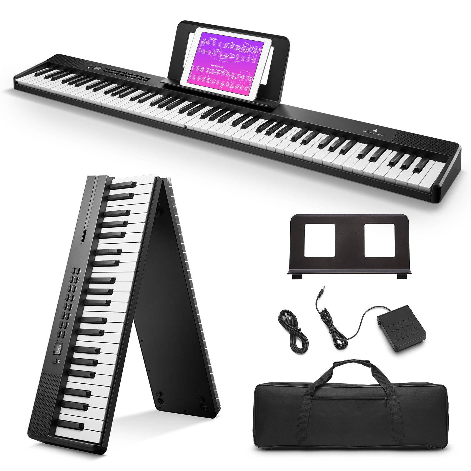 Donner DP-10 88-Key Foldable Semi-Weighted Portable Digital Piano Kit with Bluetooth