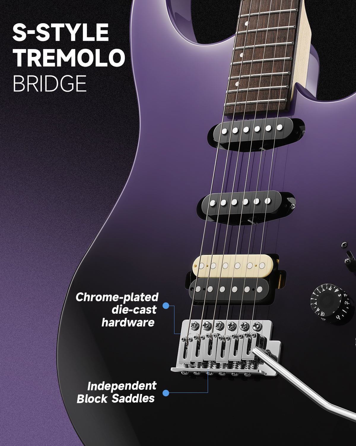 Donner DMT-66 Electric Guitar with Ceramic Single-Coil-Purple##