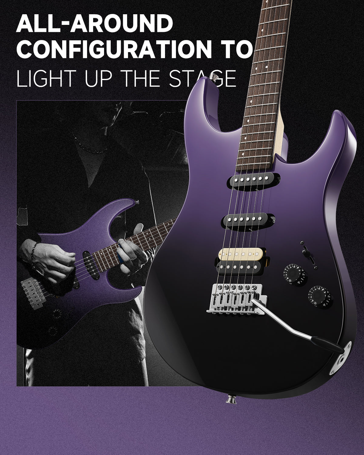 Donner DMT-66 Electric Guitar with Ceramic Single-Coil-Purple##
