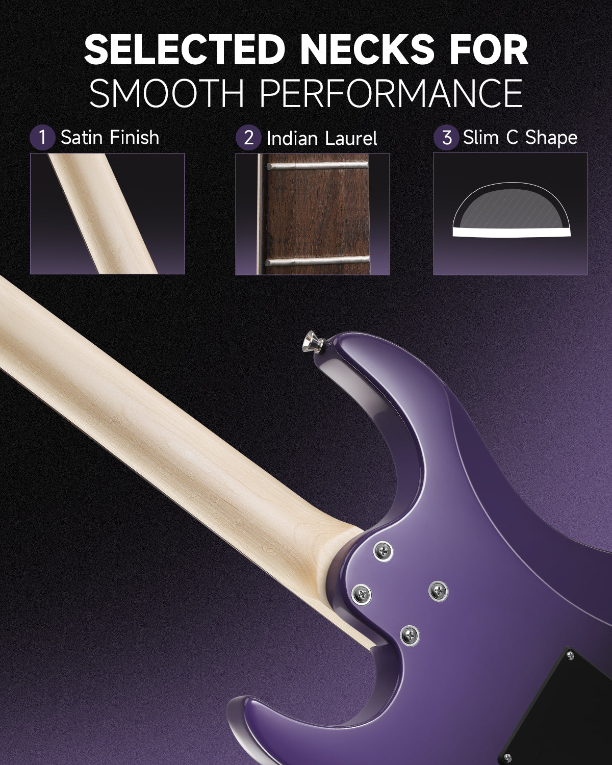 Donner DMT-66 Electric Guitar with Ceramic Single-Coil-Purple##