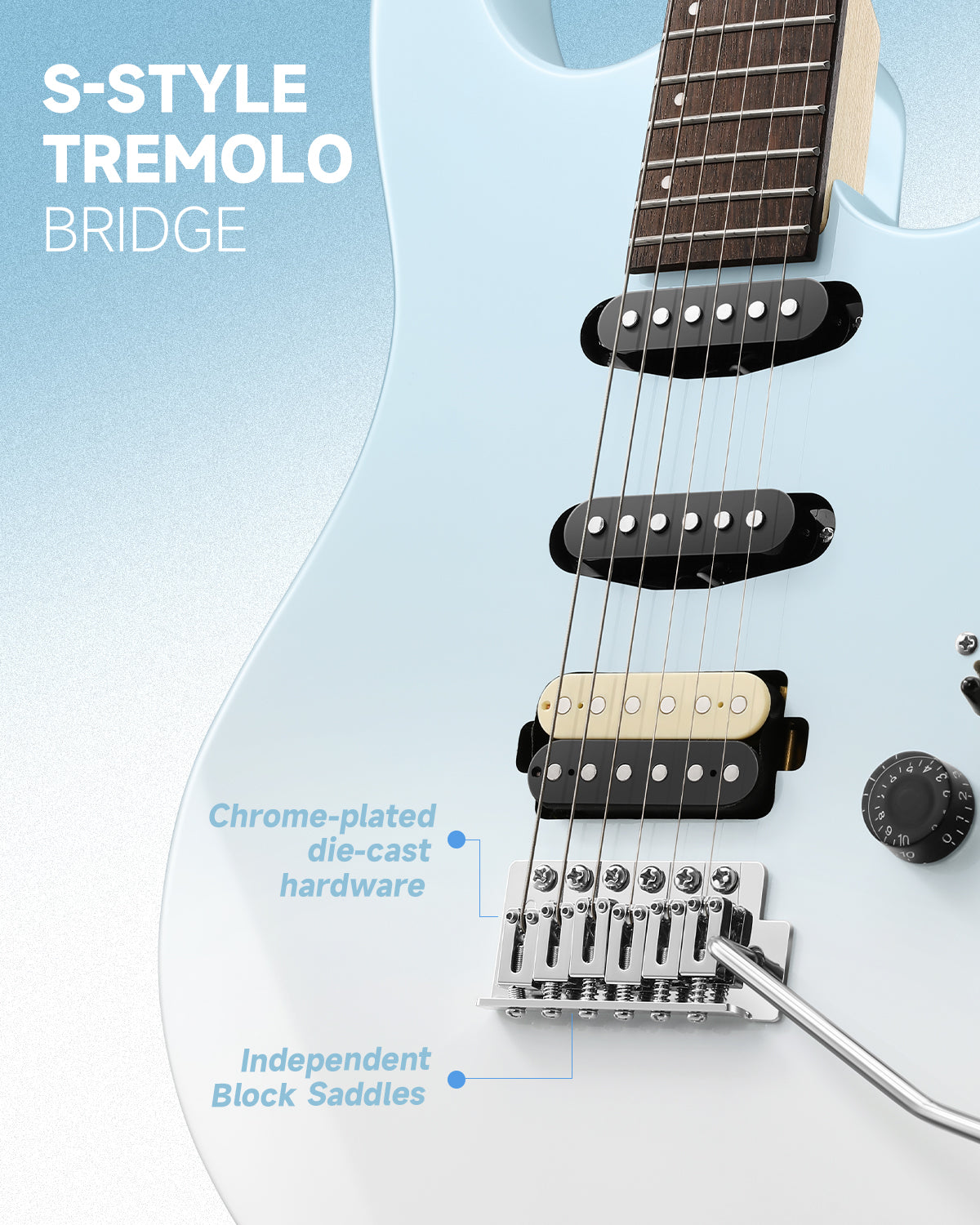 Donner DMT-66 Electric Guitar with Ceramic Single-Coil-Blue##