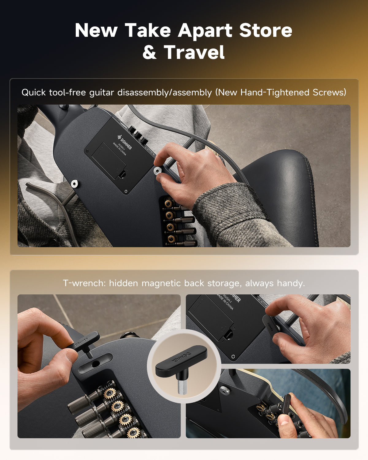 Donner HUSH I Evo2 Guitar-Black##