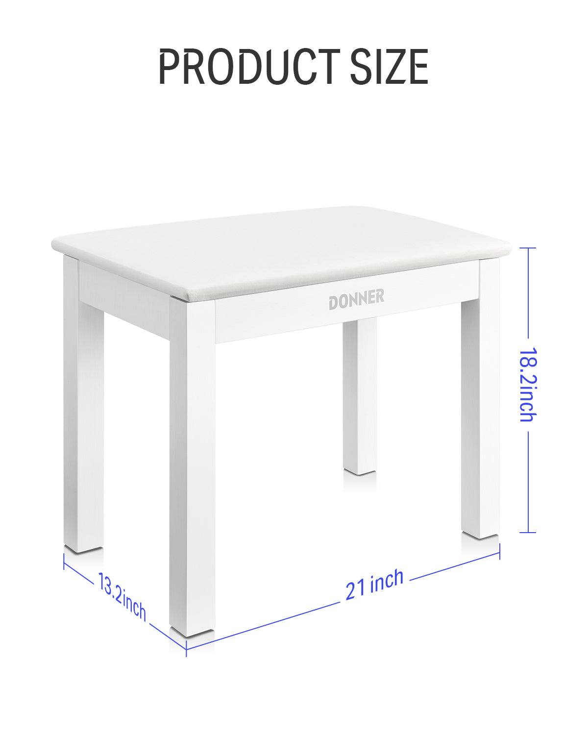 Donner DKB-10 Wood Piano Bench with Storage High-Density Suede Cushion Chair White