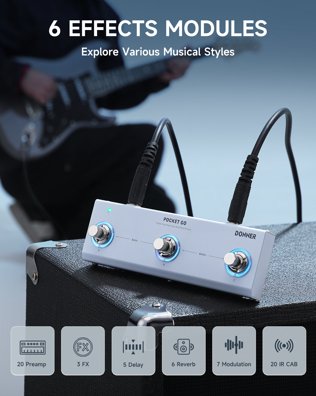 【Pre-sale】Donner Pocket Go Multi-Effects Processor Pedal-【Shipping on August 31st】