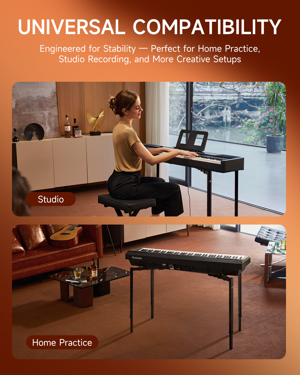 Donner DKS-200 Sturdy Keyboard Stand, Black