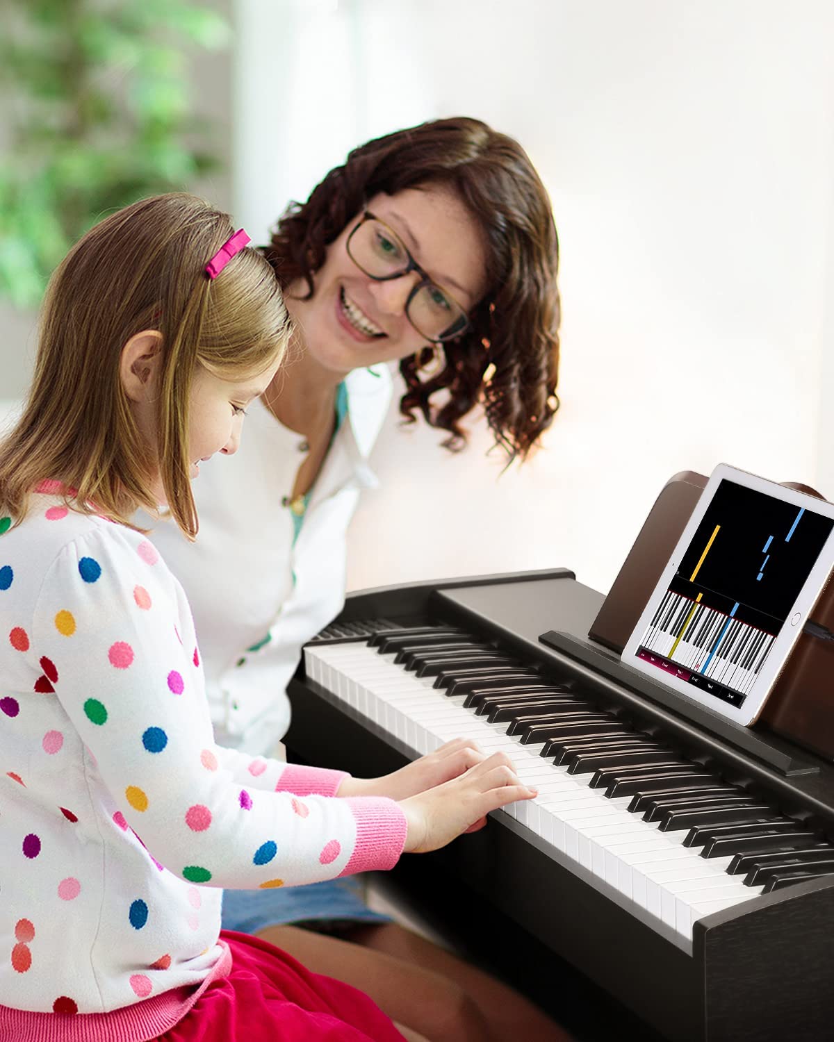 Eastar EK-10S Detachable Electronic Keyboard Piano for Beginners 61-Key with Classic Wooden Stand