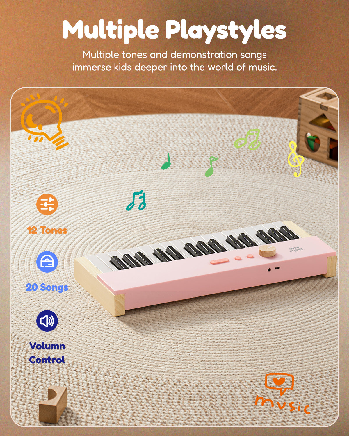 Eastar KIDO V-10 32 Keys Mini Digital Keyboard-Pink##