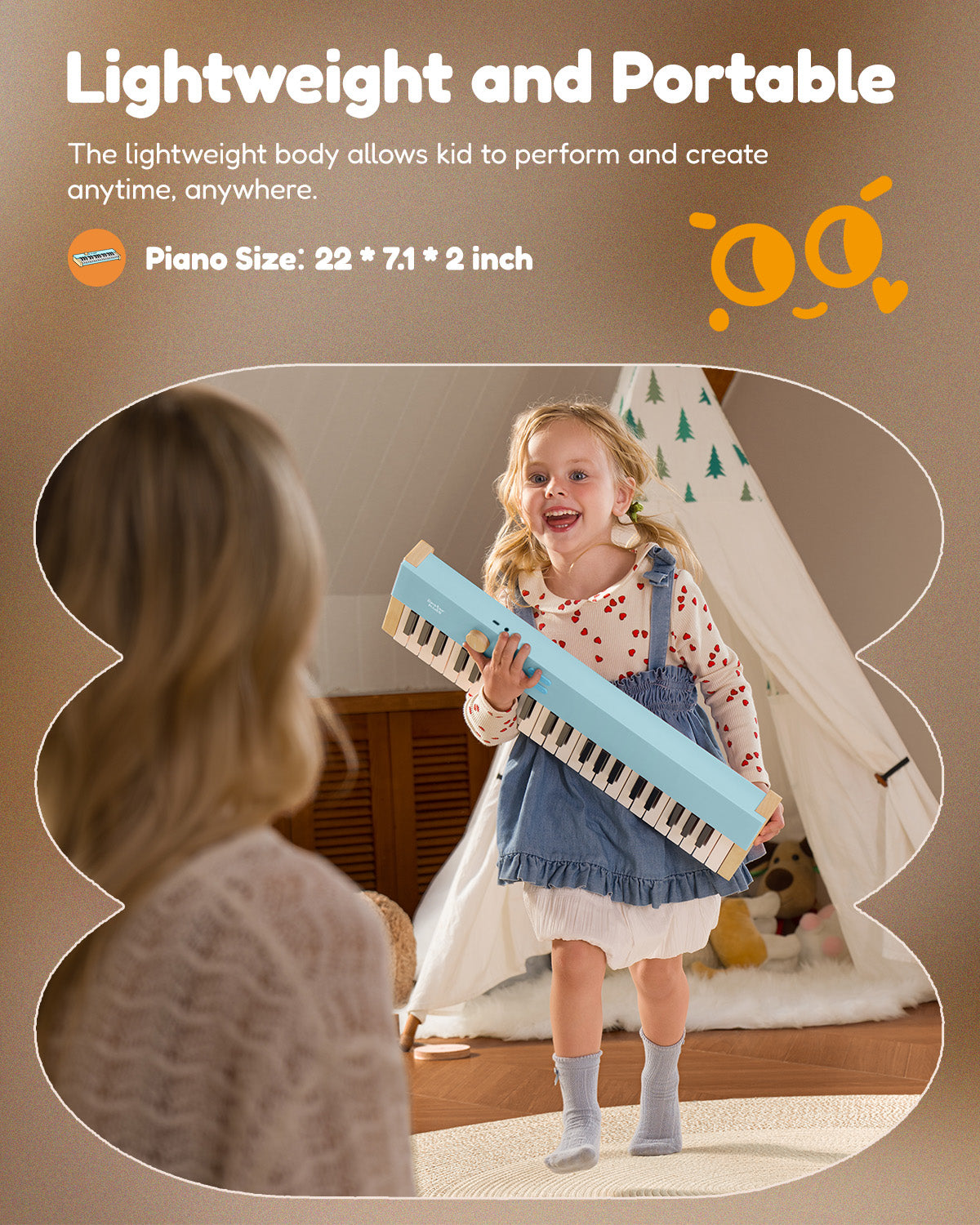 Eastar KIDO V20 Mini Digital Keyboard with 44 Keys and Stand-Blue##