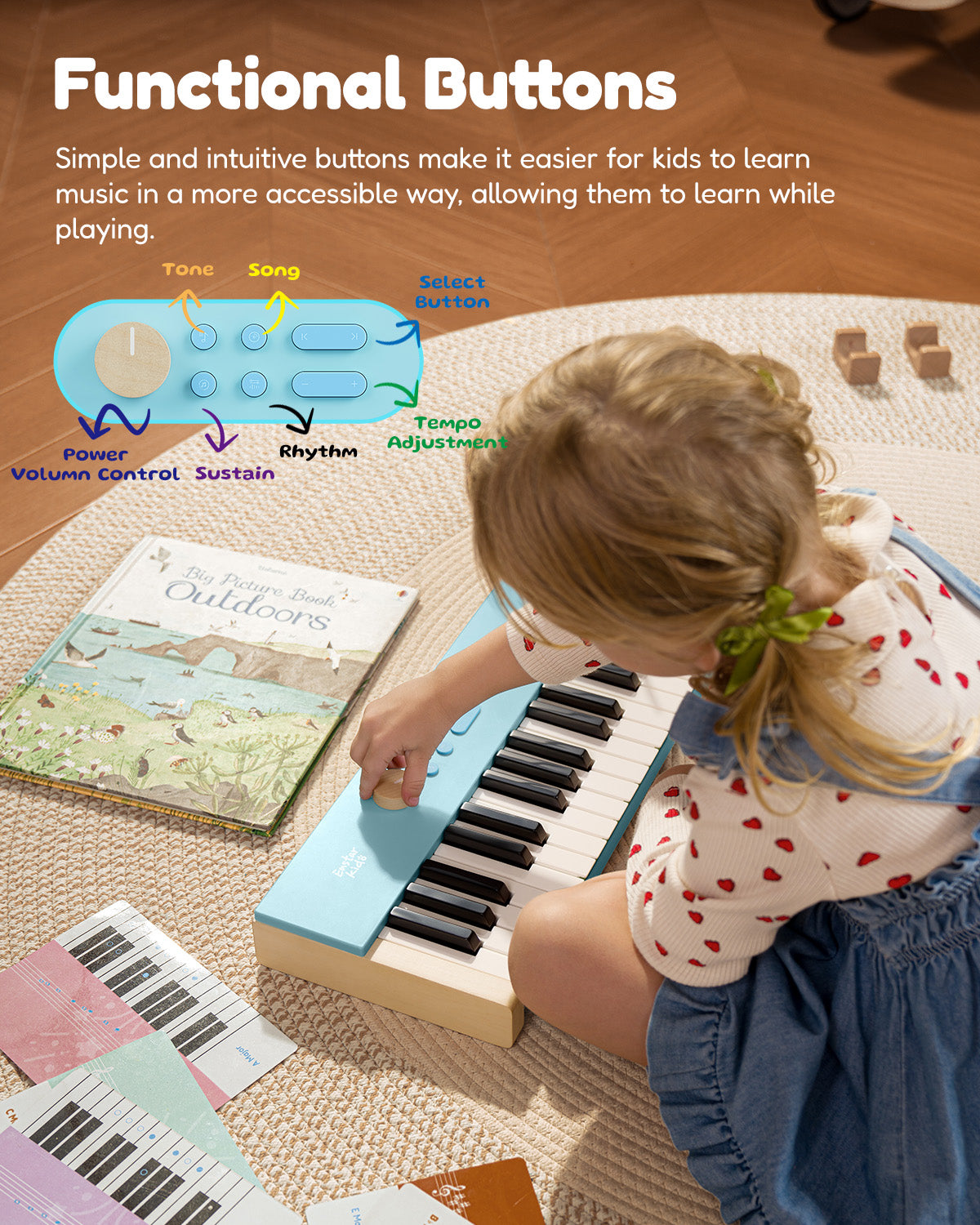 Eastar KIDO V-10 32 Keys/44 Keys Mini Digital Keyboard-44-key keyboard with stand blue##