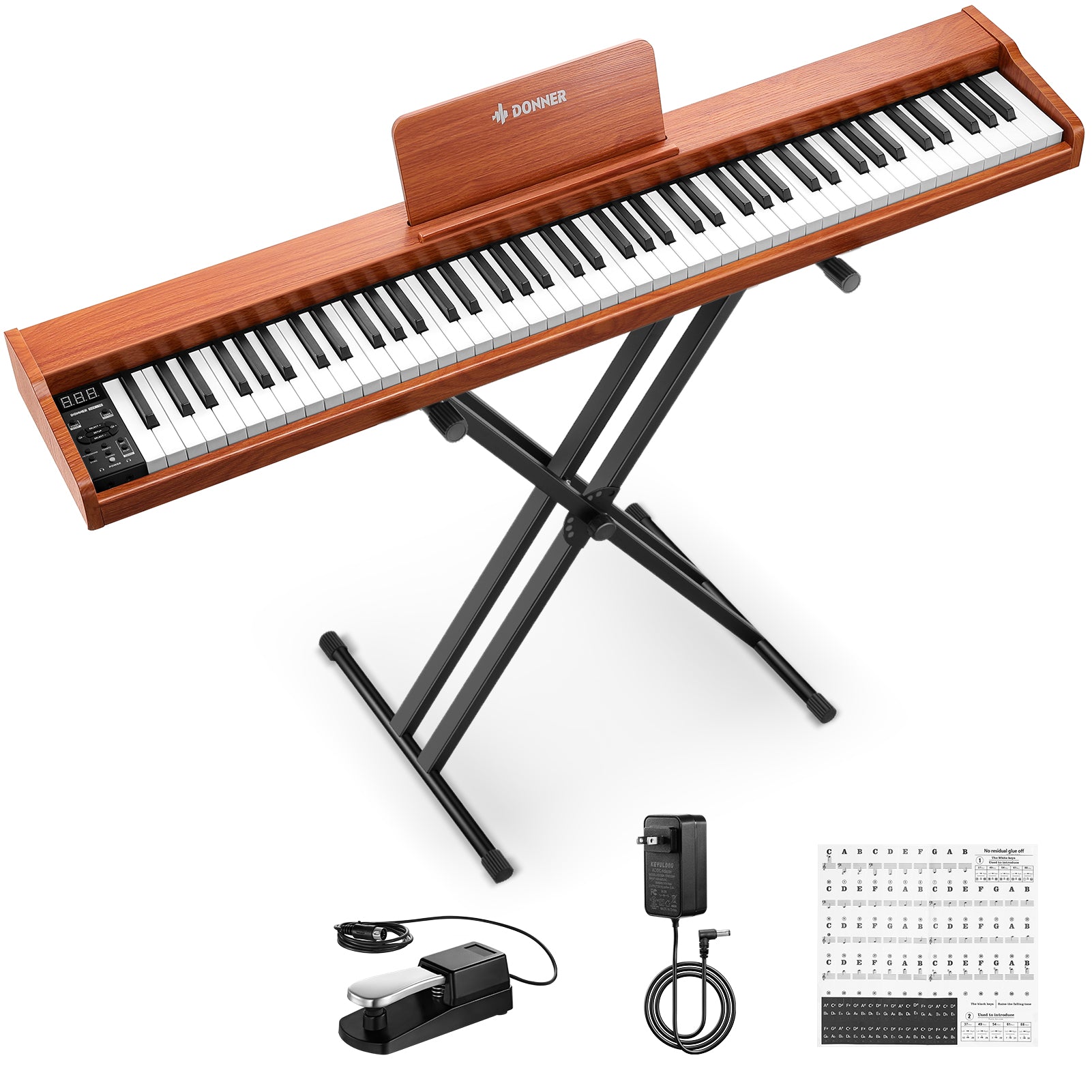 Donner DEP-1S 88 Key Semi-Weighted DIgital Piano With Stand Wooden Style Piano