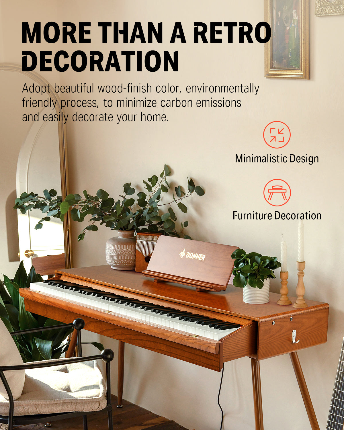 Donner DDP-80 PRO Solid Wood 88 Key Weighted Digital Piano Desk Drawer Design