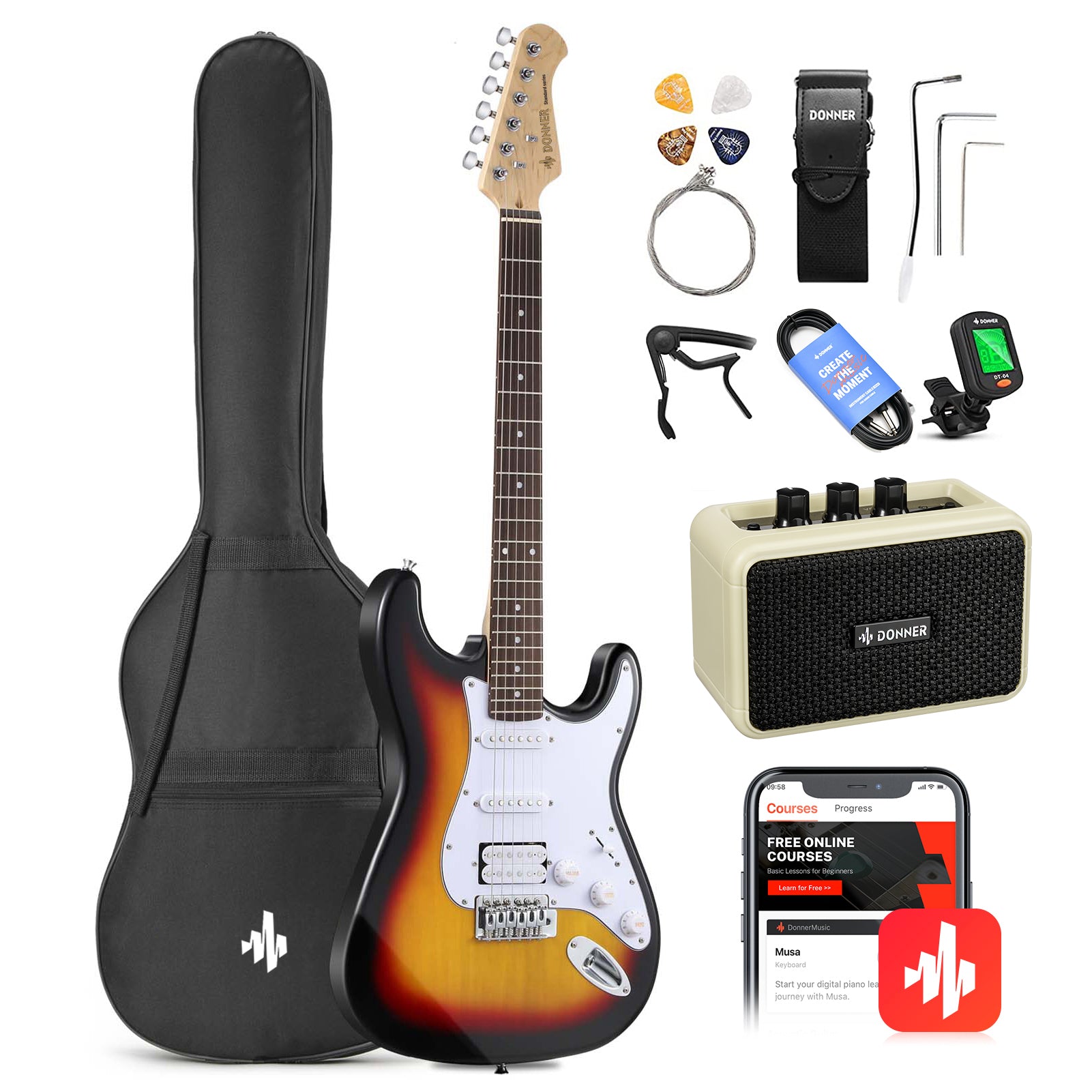 donner-dst-100-full-size-electric-guitar-kit-with-amplifier-39-inch-solid-body-hss-pickup-beginner-set